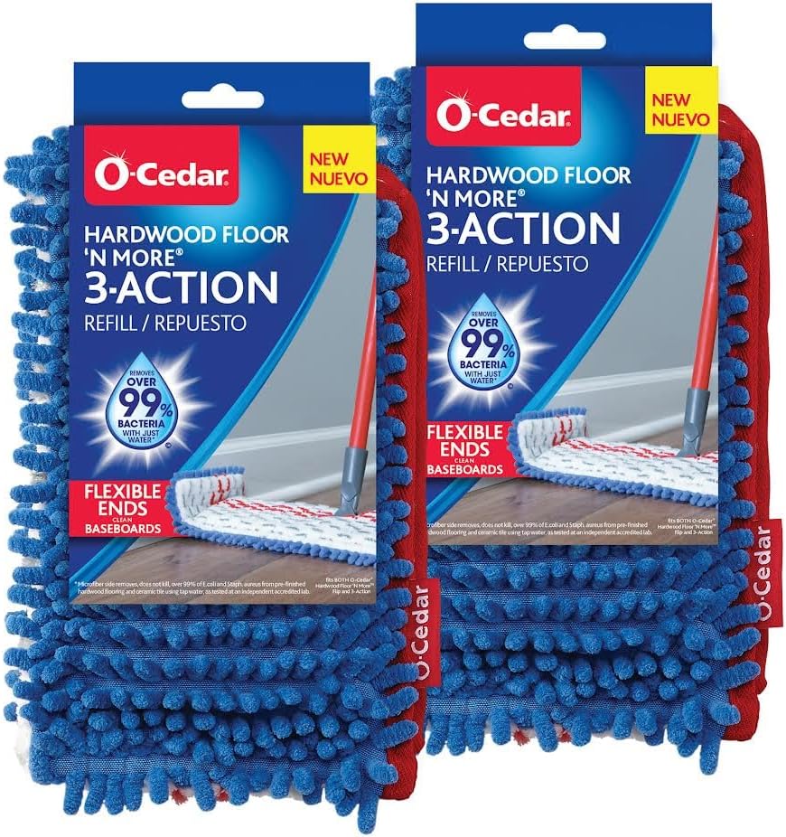 Health Household O-Cedar Microfiber Mop Refill Set with Bacteria-Killing 2-Pack