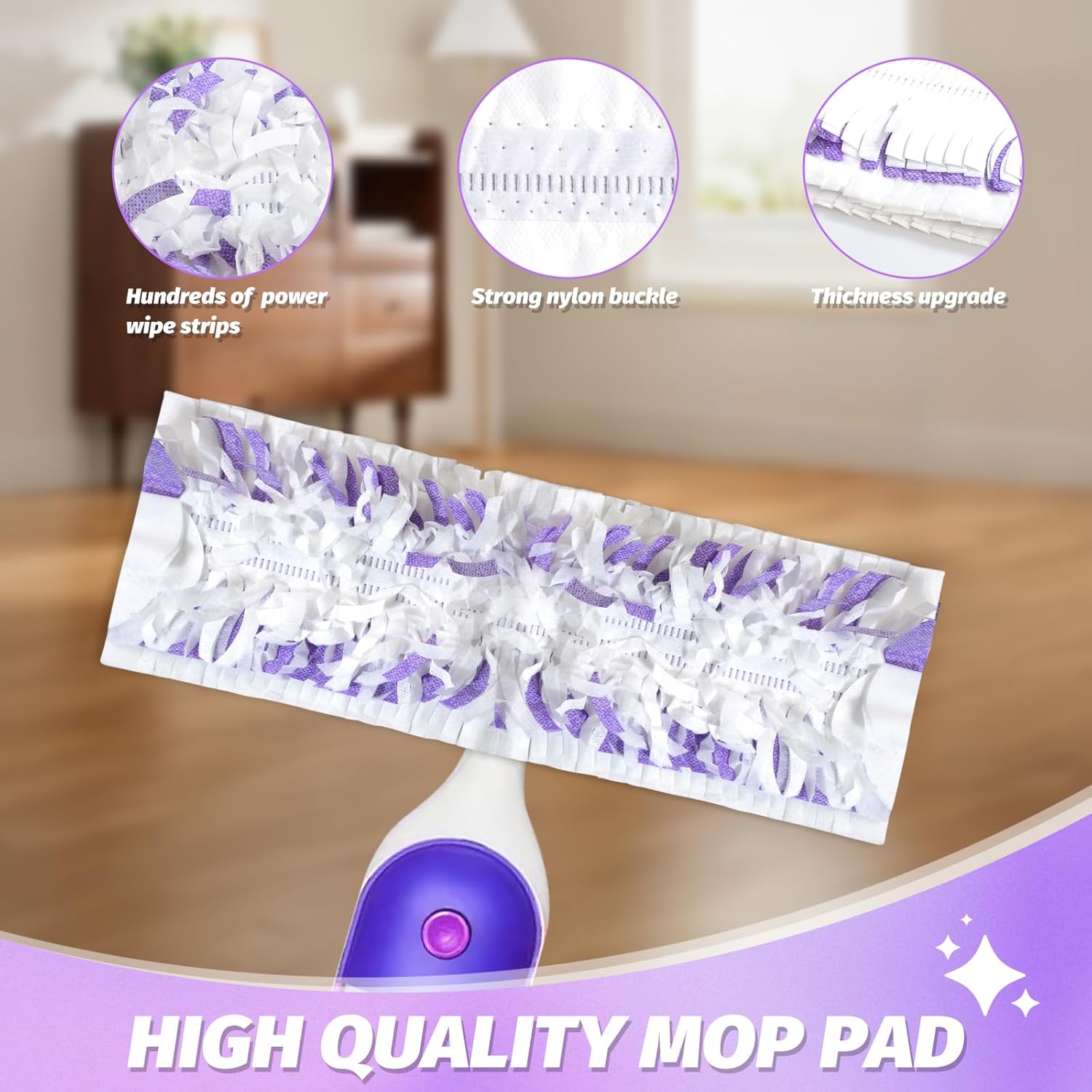 Disposable Power Mop Pads Refills 10 Pack White Purple