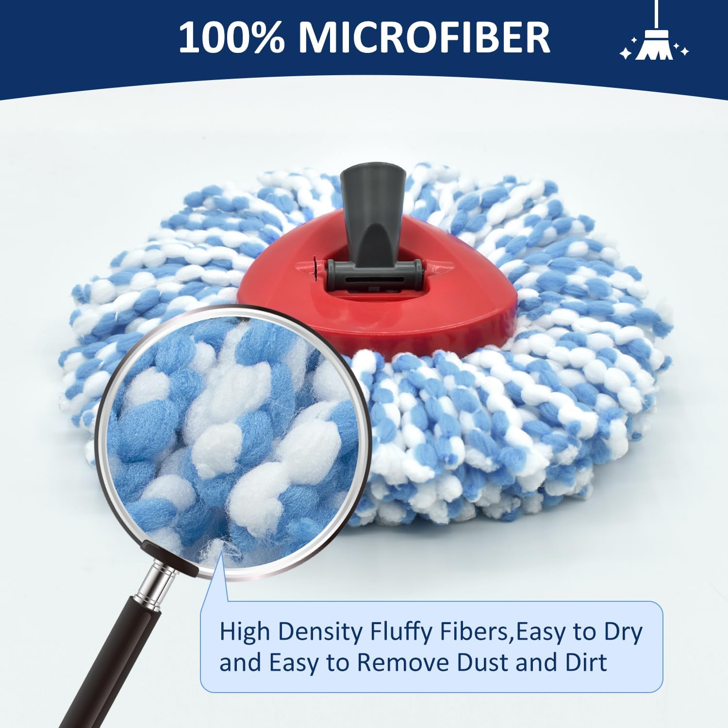 6 Pack Spin Mop Microfiber Head for Oceda RinseClean 2 Tank System