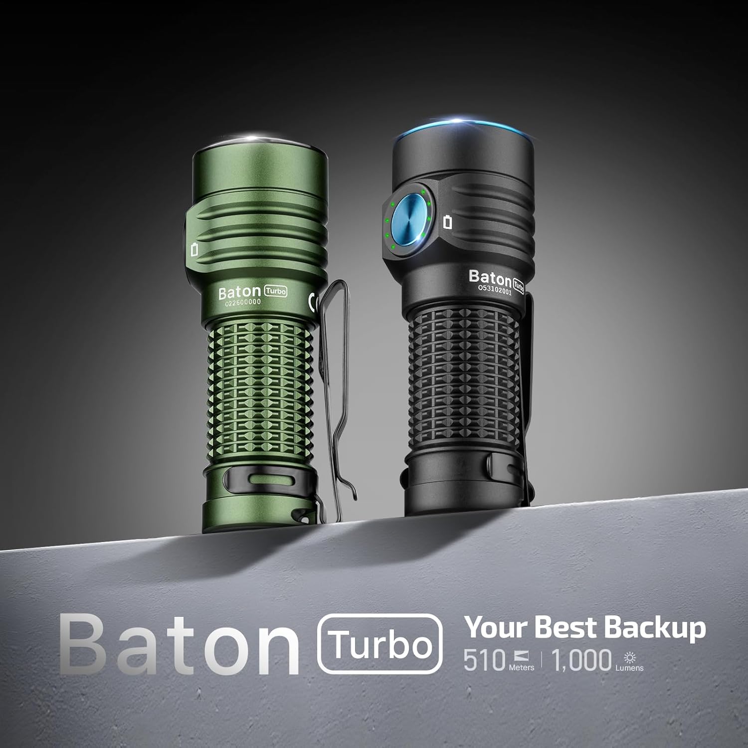 OLIGHT Perun 3 Rechargeable Headlamp BatonTurbo Bundle Handheld Flashlight