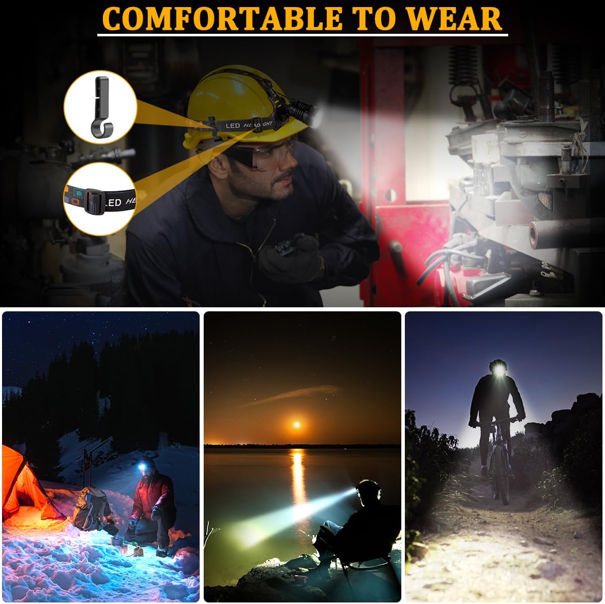 Bright Adjustable Headlamp - Rechargeable Reliable