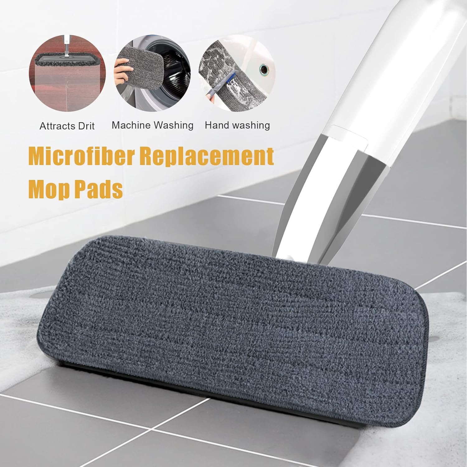 Microfiber Wet Mop with 3 Washable Pads and Refillable Bottle