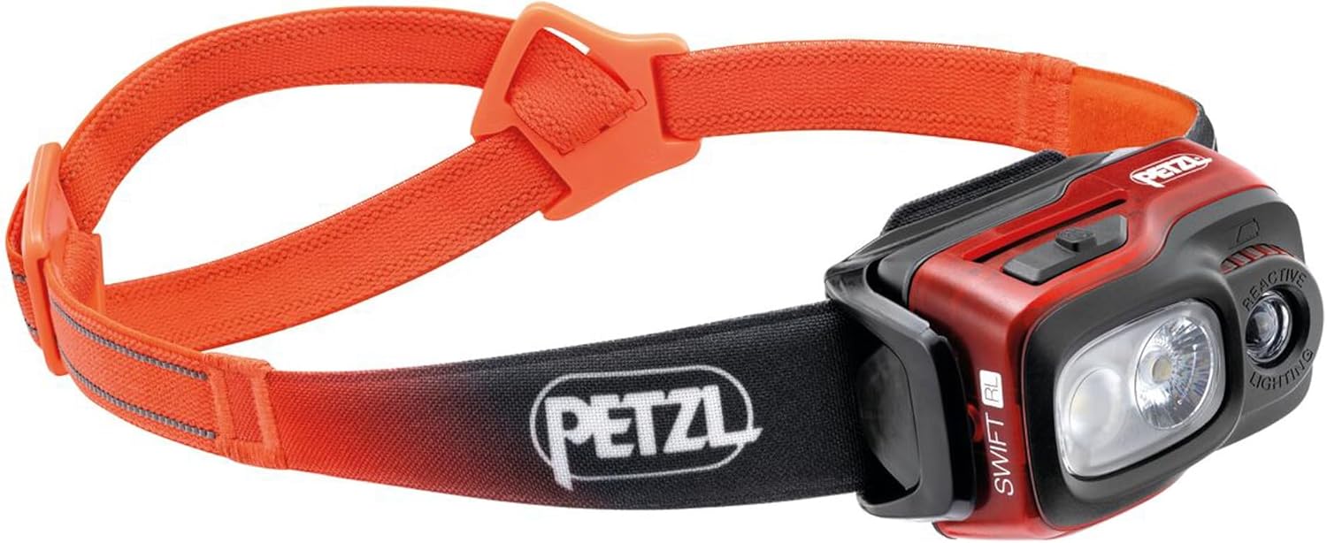 PETZL Swift RL Headlamp Orange Rechargeable Durable Energy-Efficient Night Vision Mode Options