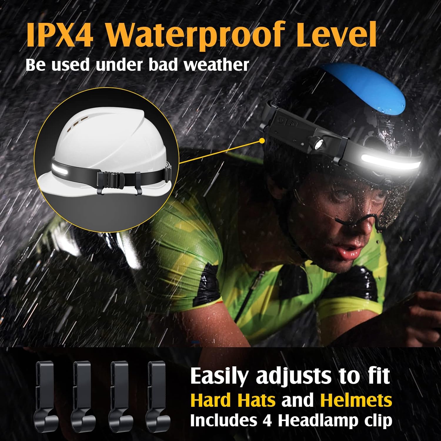 4-Piece Rechargeable Headlamp Set for Camping Hiking - Bright Durable