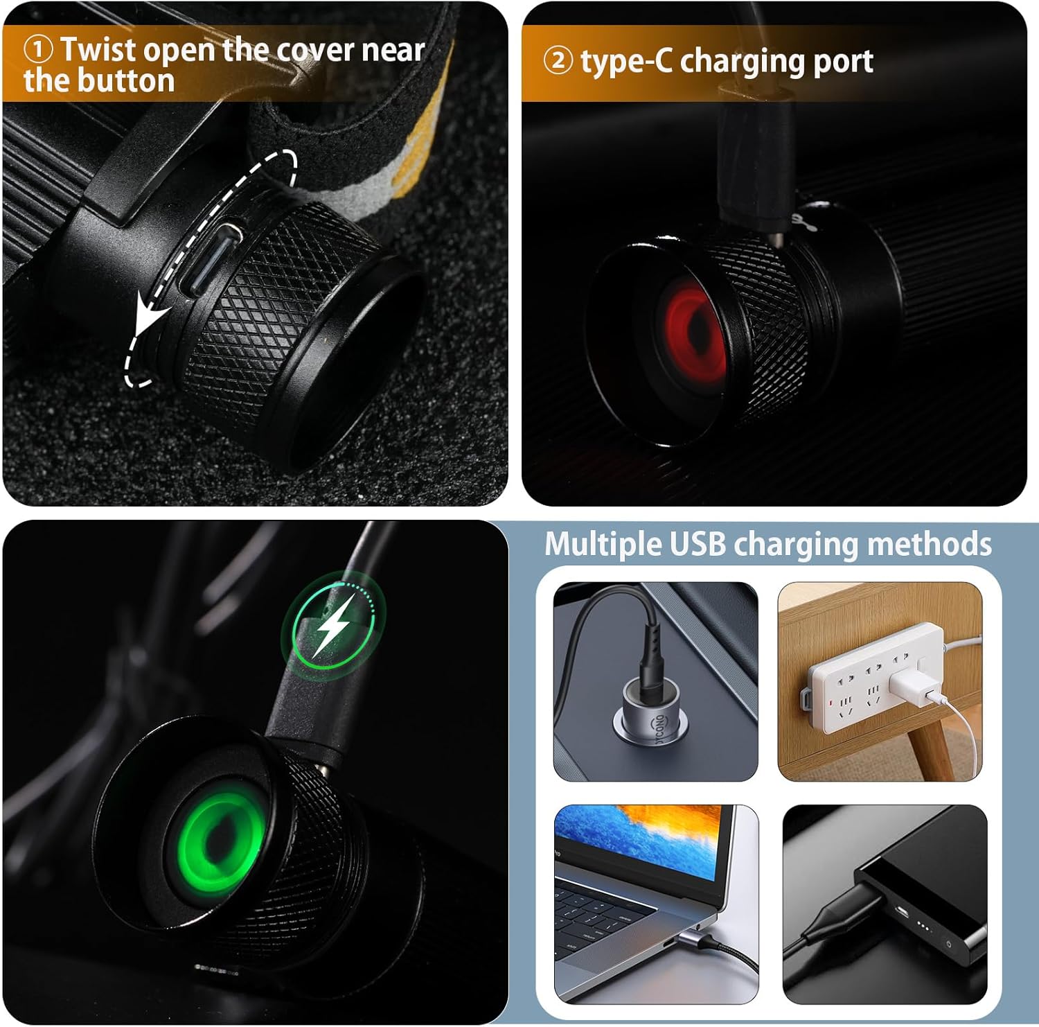 Bright Rechargeable Eco-Friendly Headlamp for Camping and Hiking