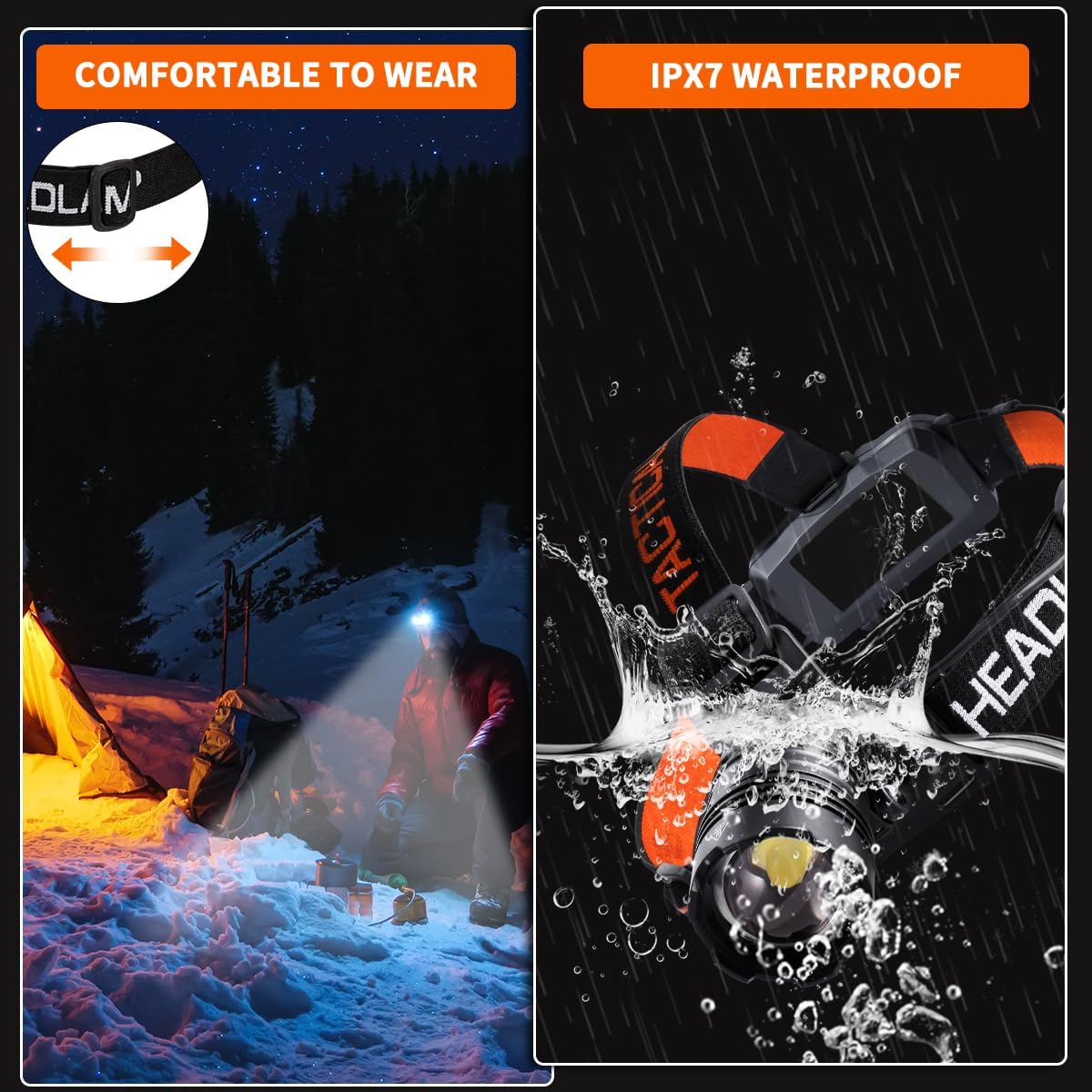 Adjustable Focus 2-Pack Rechargeable Headlamp