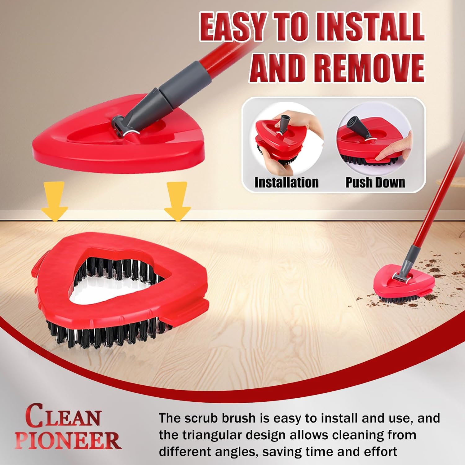 2-Piece Spin Scrub Brush for Efficient Floor Cleaning