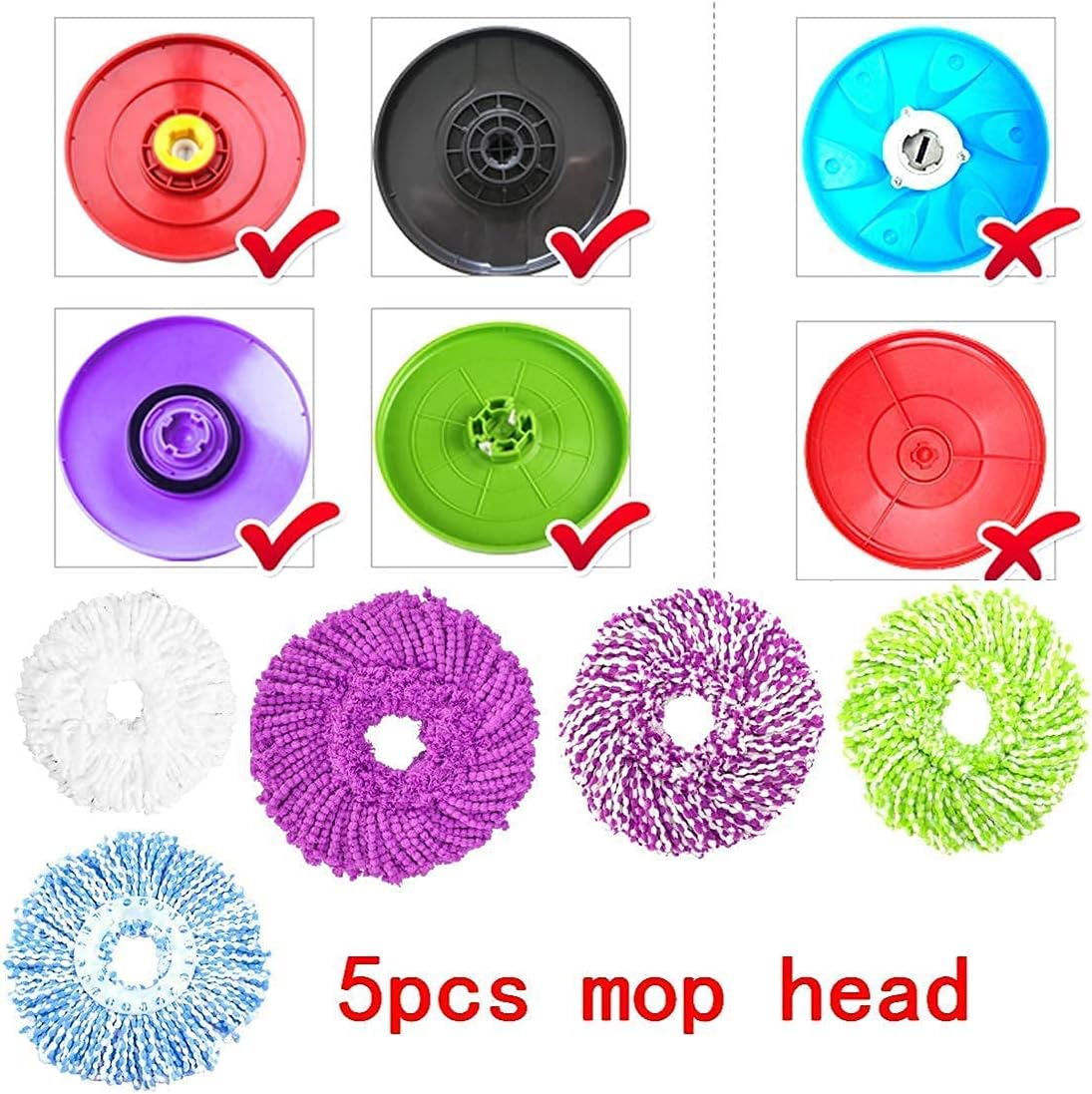 5 Replacement Mop Micro Head Refill for 360 Spin Magic Mop