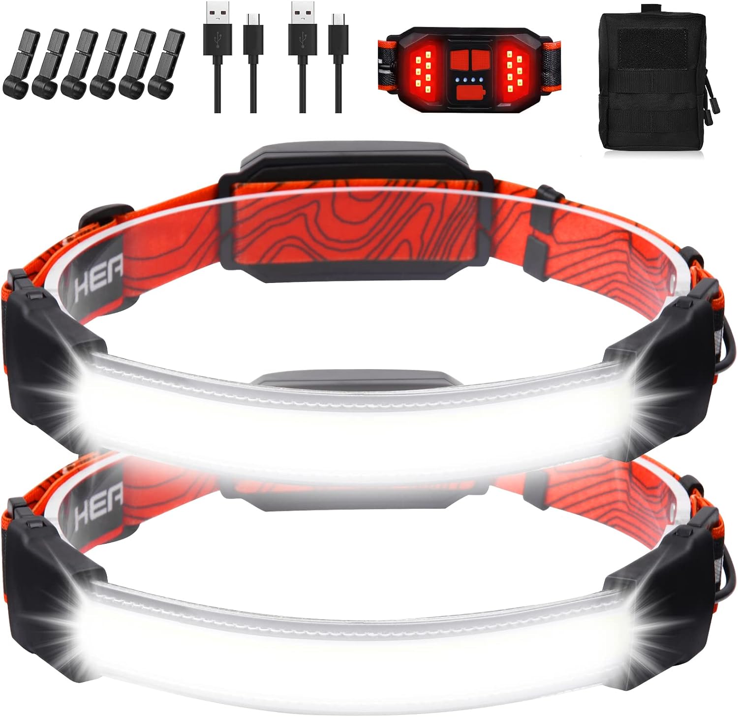 bright 1500 lumens headlamp with taillight waterproof camping accessory