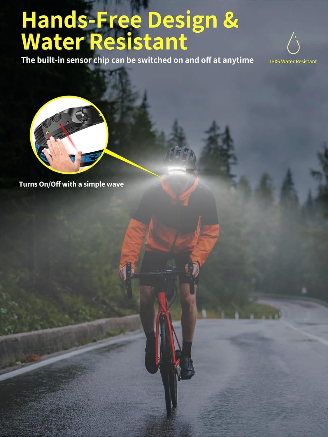 Smiling Shark 3-Pack Rechargeable Headlamp Set 6000K Starlight White Light Motion-Activated