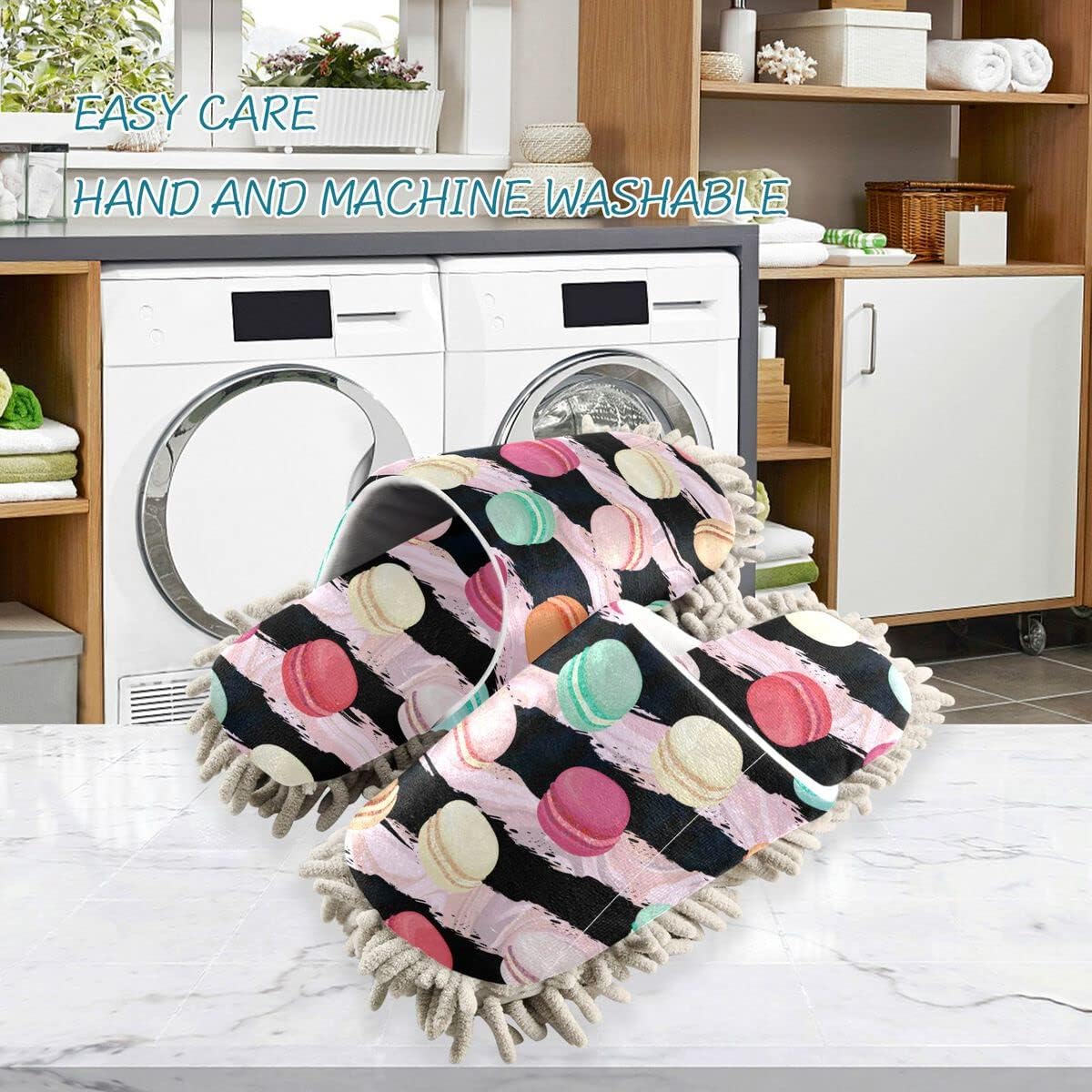 Durable Soft Macaroons Mop Slippers for Easy Floor Cleaning