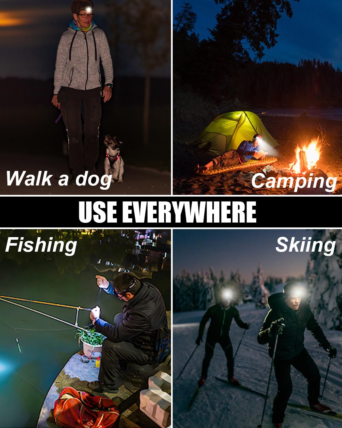 8 LED Rechargeable Headlamp Waterproof 500m illumination