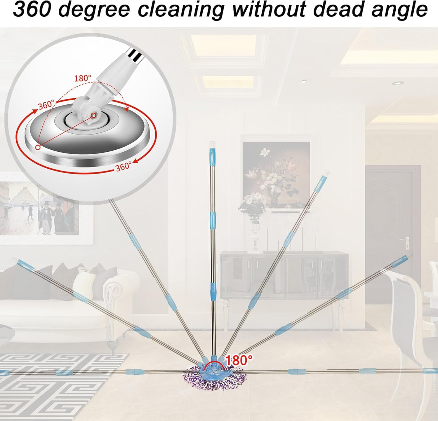 Sturdy Replacement Handle for Spin Mops 360-Degree Flexibility and Durability