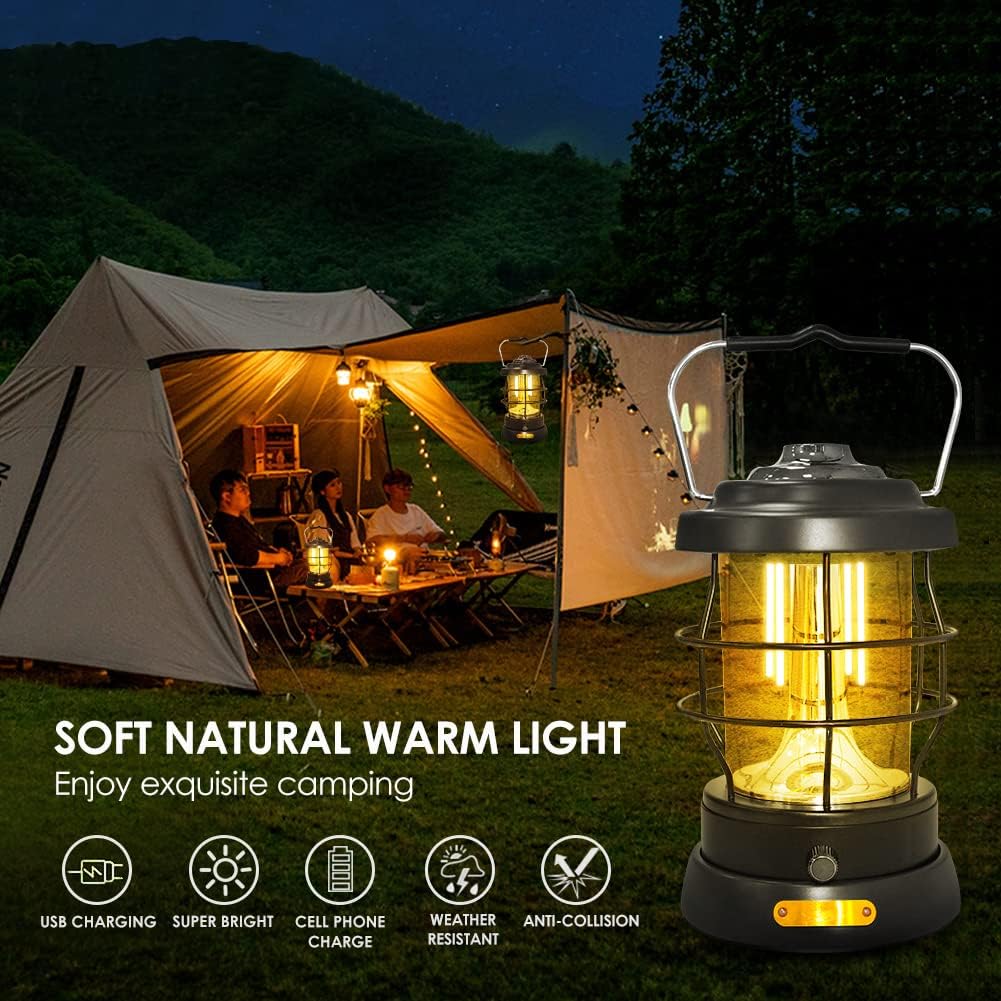 Electric Camping Lantern 1500LM Rechargeable 2 Modes Portable