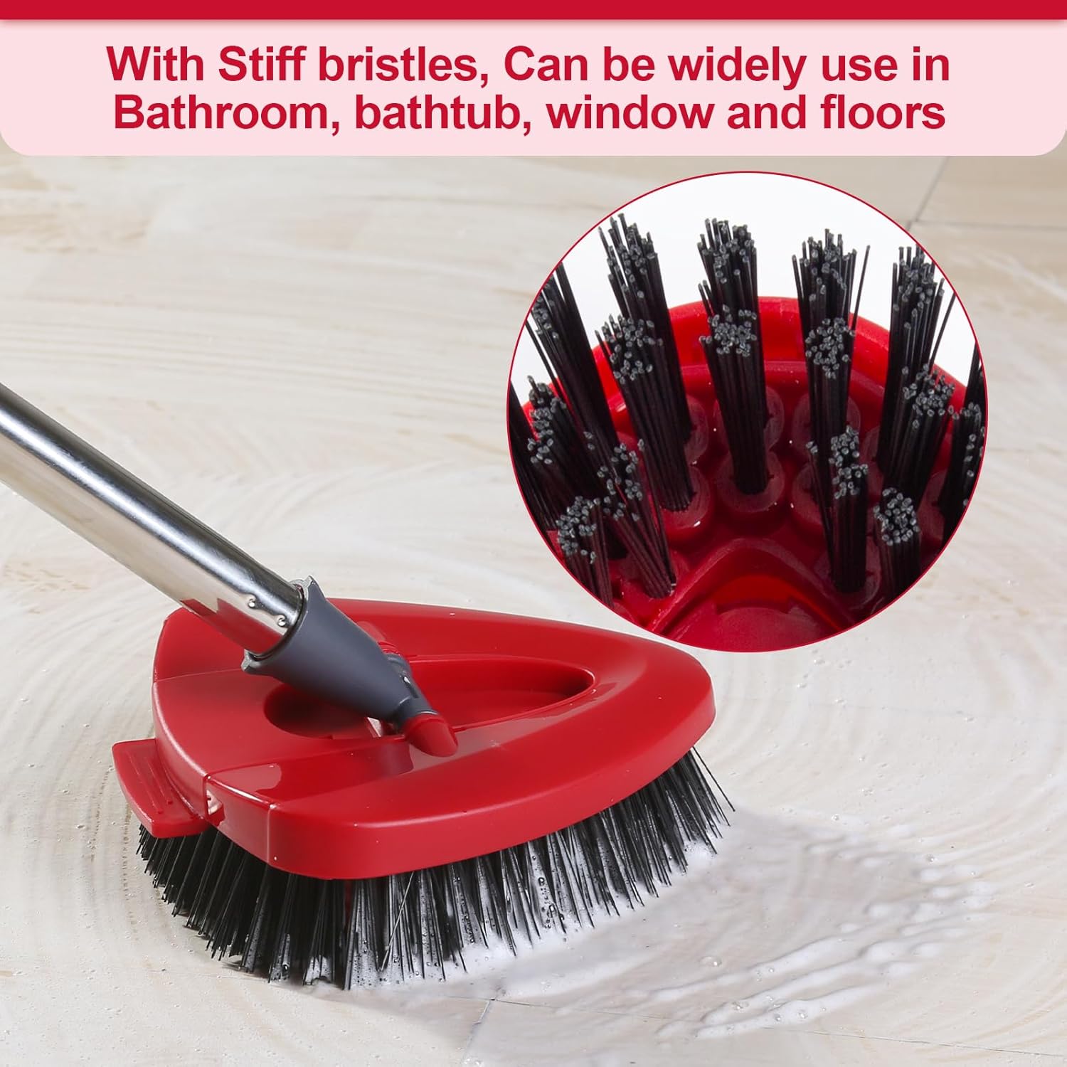 Perfect Scrub Brush for Bathroom Kitchen with Easy Mop Head Base