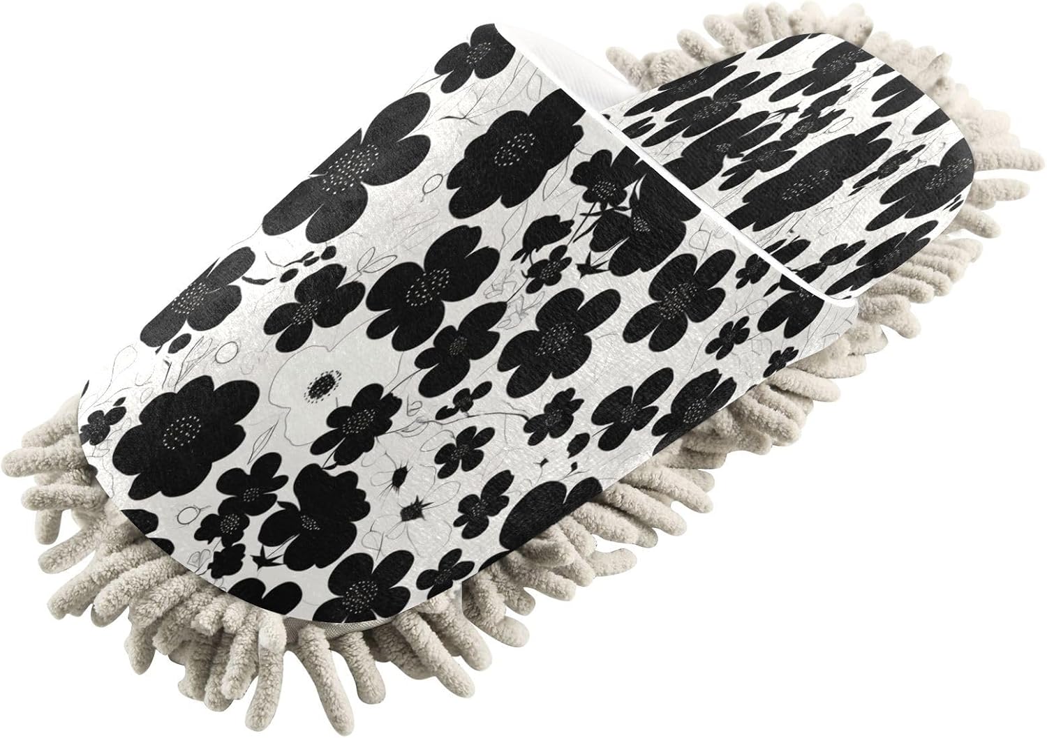 Zhirexin Black Flowers Kitchen Slippers