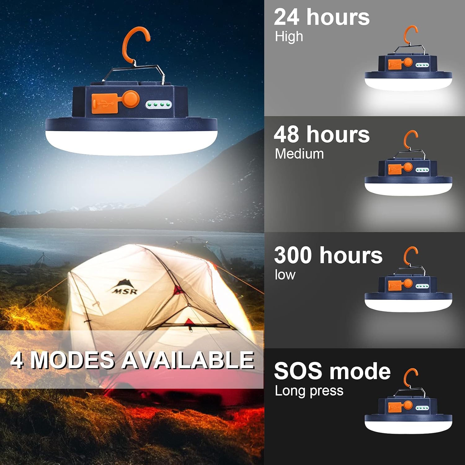 10000mAh 4000LM Portable LED camping lantern waterproof rechargeable for emergency use