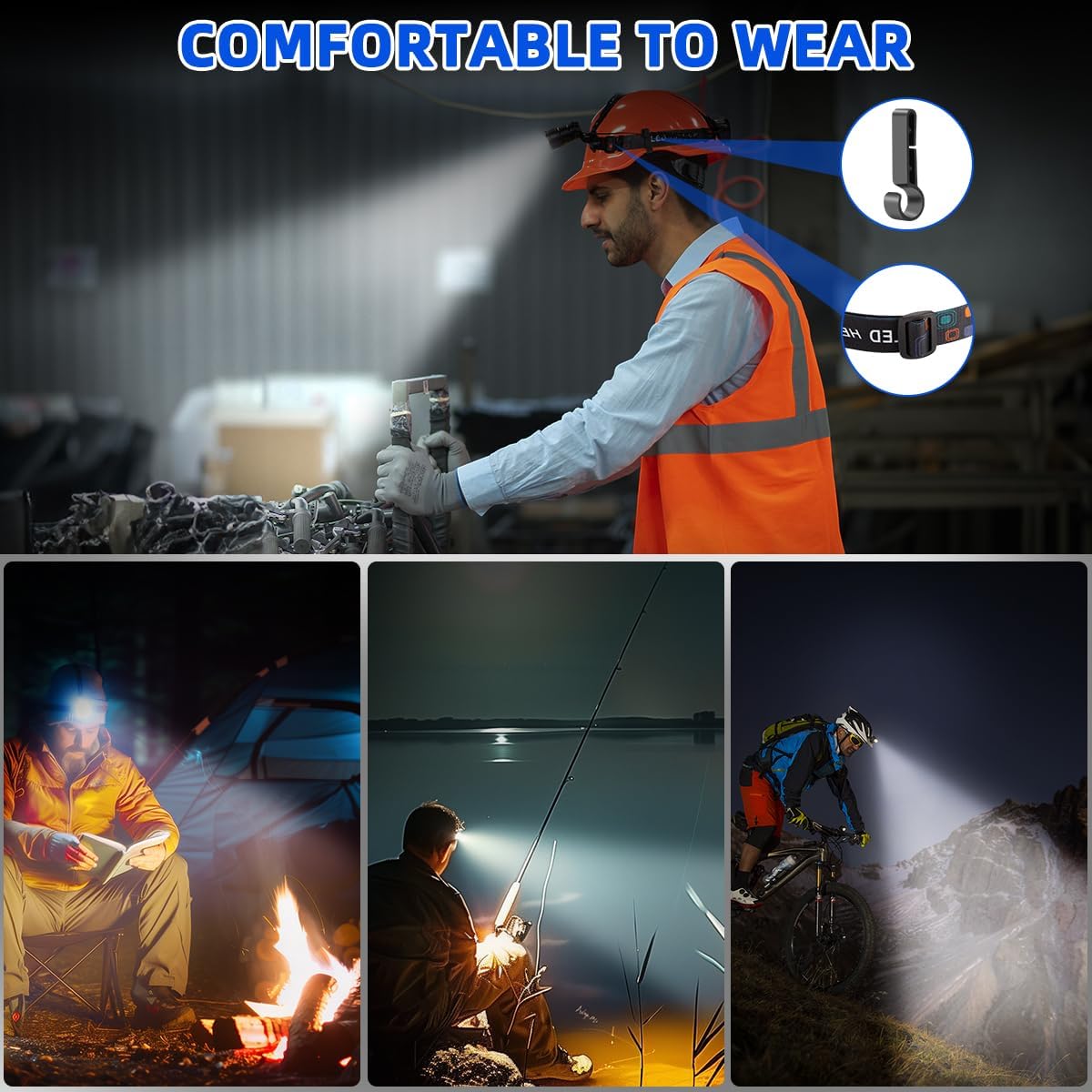Rechargeable LED Headlamp 2-Pack for Adults