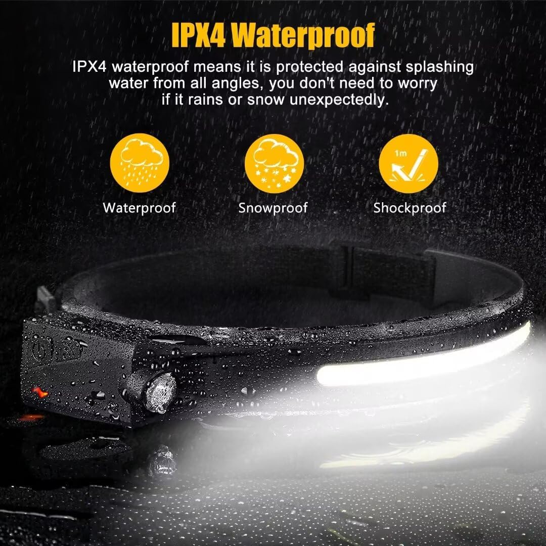 230 Wide Beam Headlamp with Motion Sensor Rechargeable camping accessory