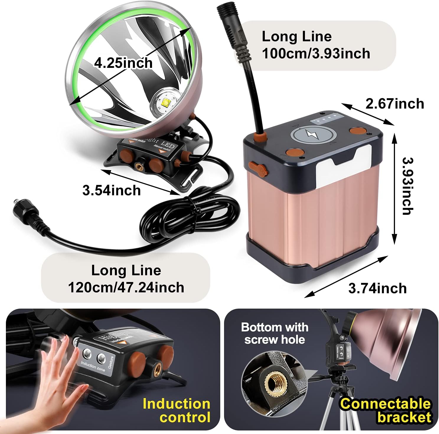 PINSAIHigh Power LED Headlamp for Camping waterproof 22000mAh Rechargeable
