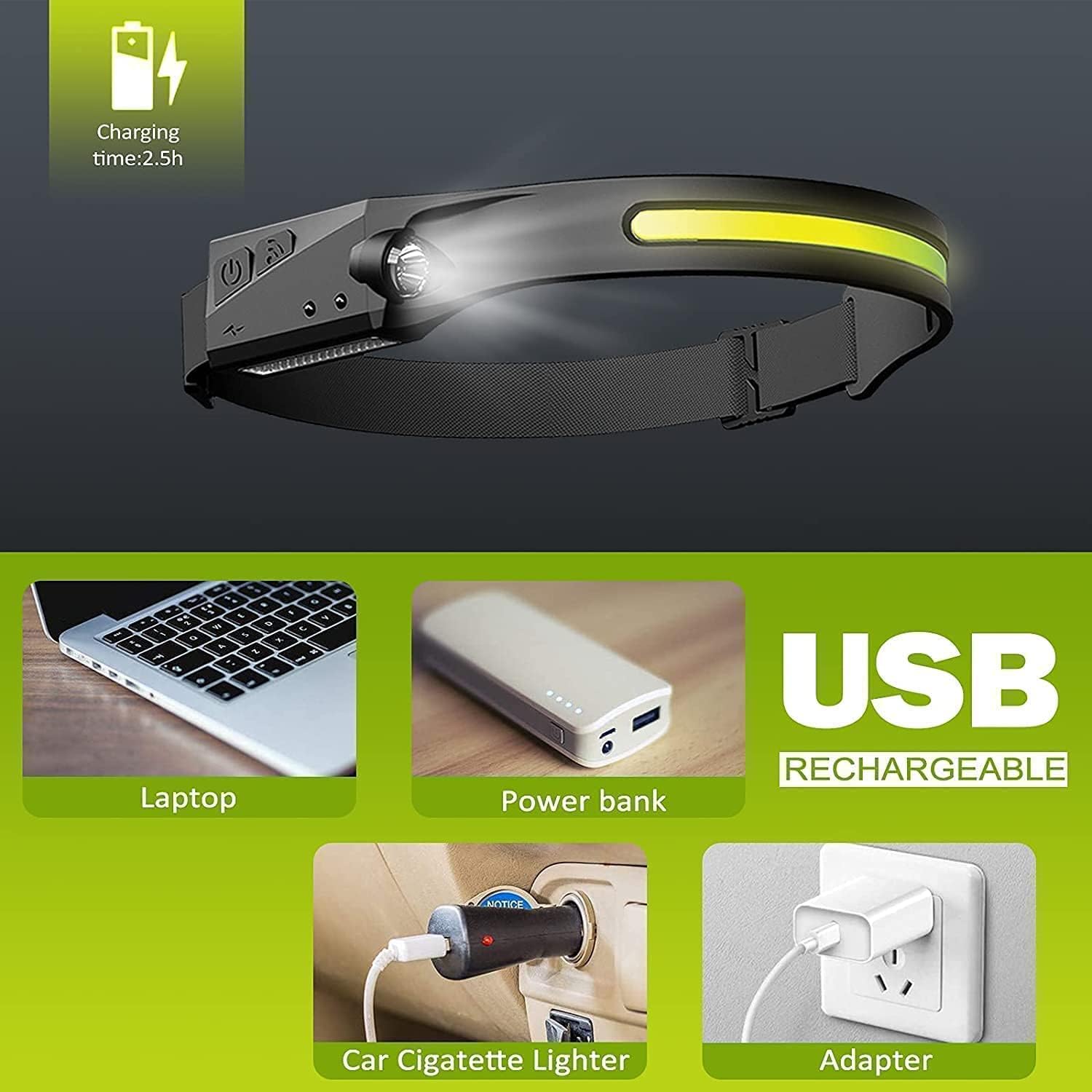 3-Piece Rechargeable LED Headlamp Set with 230 Beam