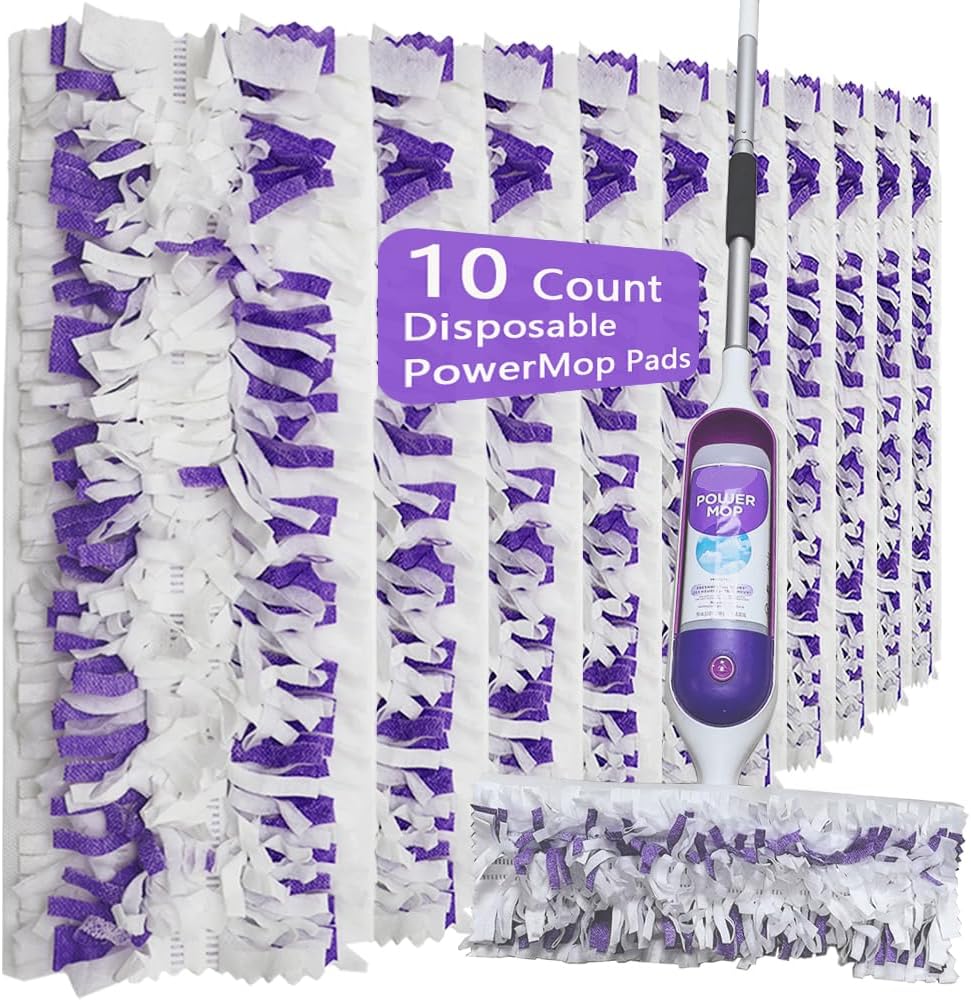 Mewvine Disposable Mop Pads for Swiffer PowerMop - 10 Count Multi-Surface Refills