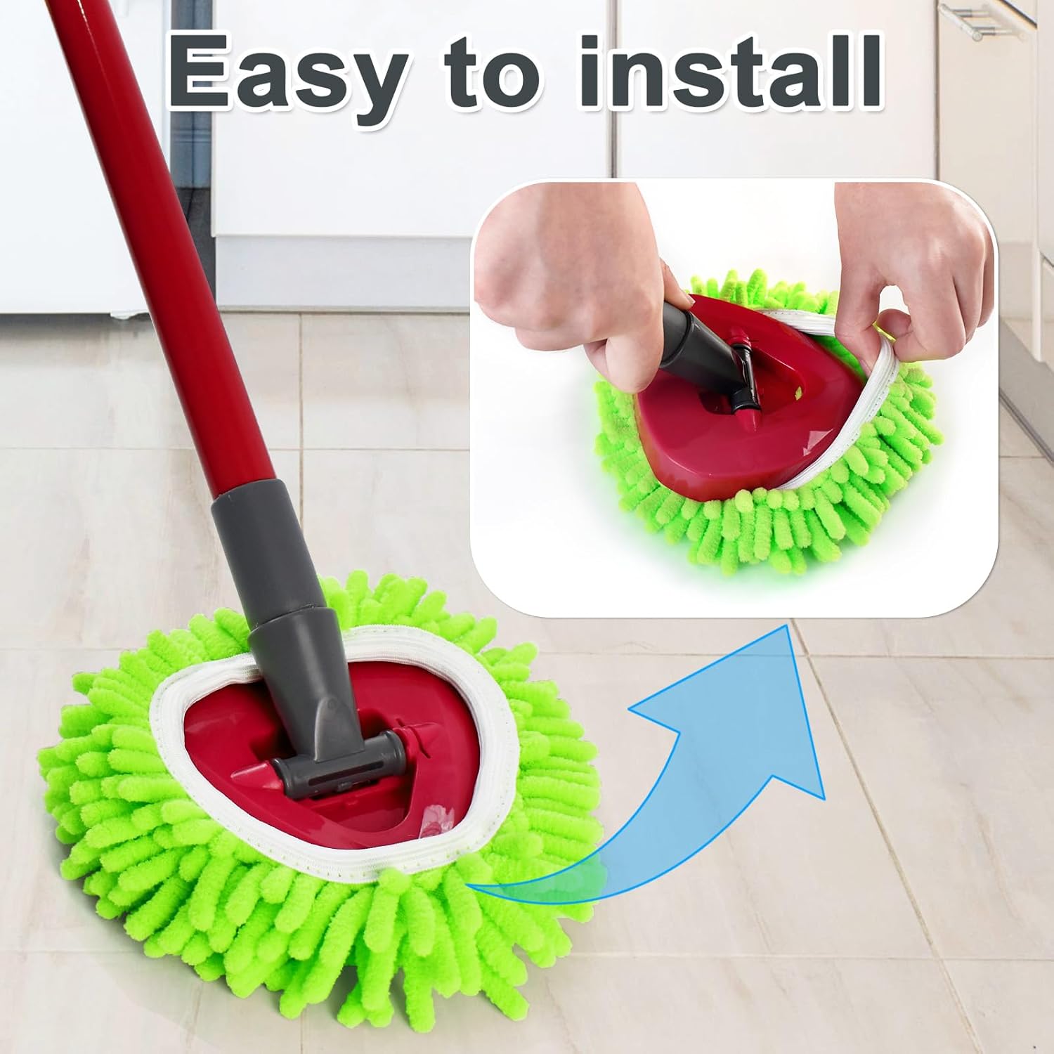 DLAIMI 3 Pack Spin Mop Refill Heads for RinseClean 2 Tank System