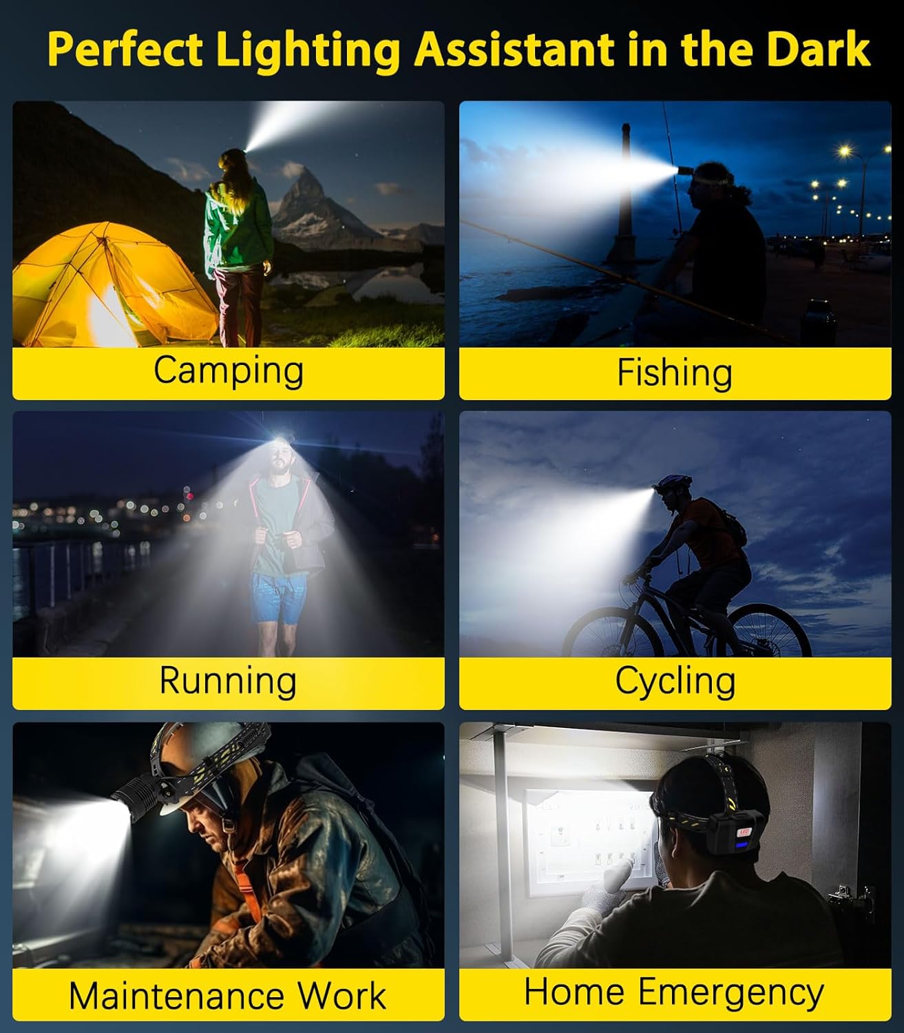 MoKo Rechargeable Headlamp 40H 7 Modes IP68 90 Adjustable