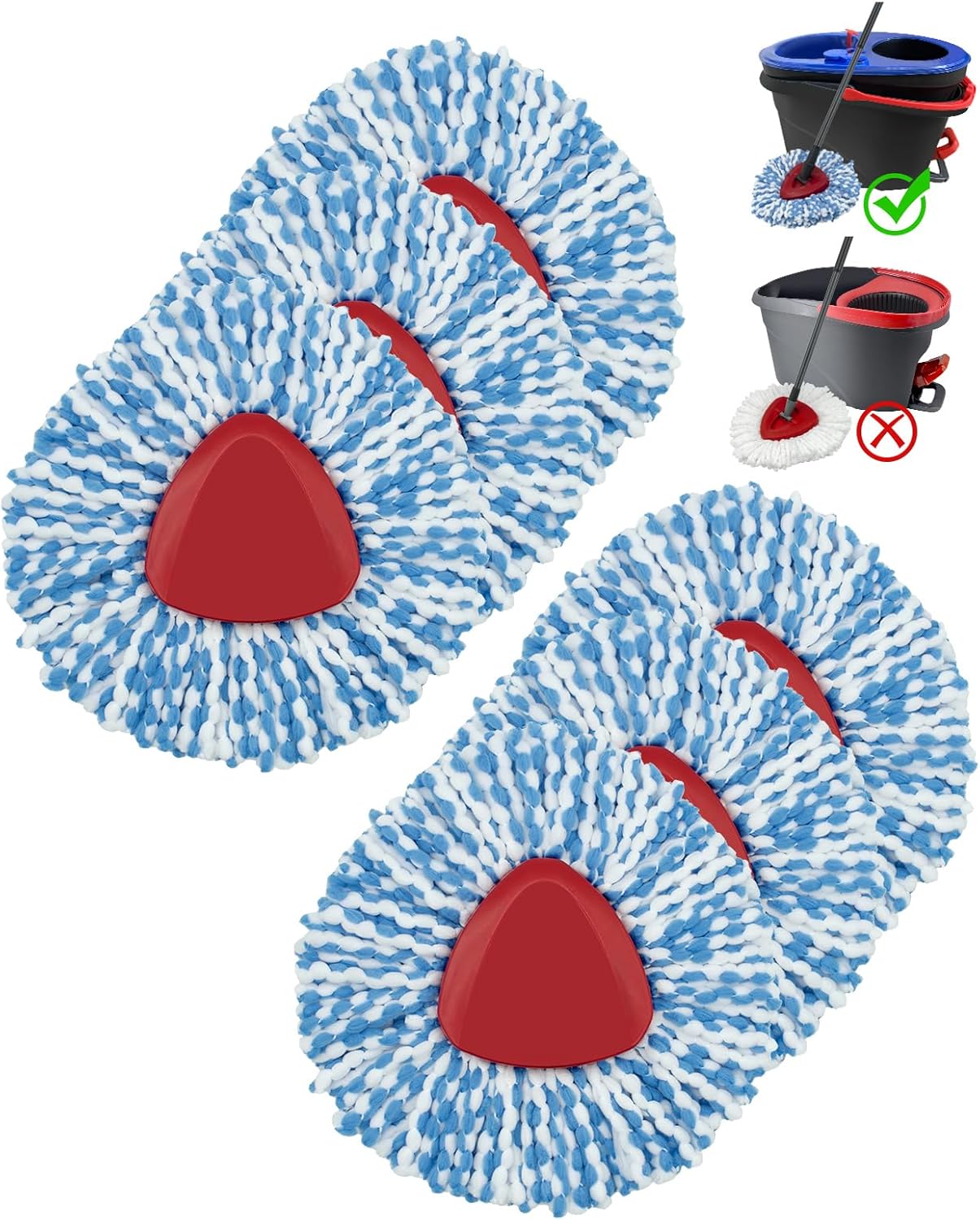 6 Pack Spin Mop Microfiber Head for Oceda RinseClean 2 Tank System