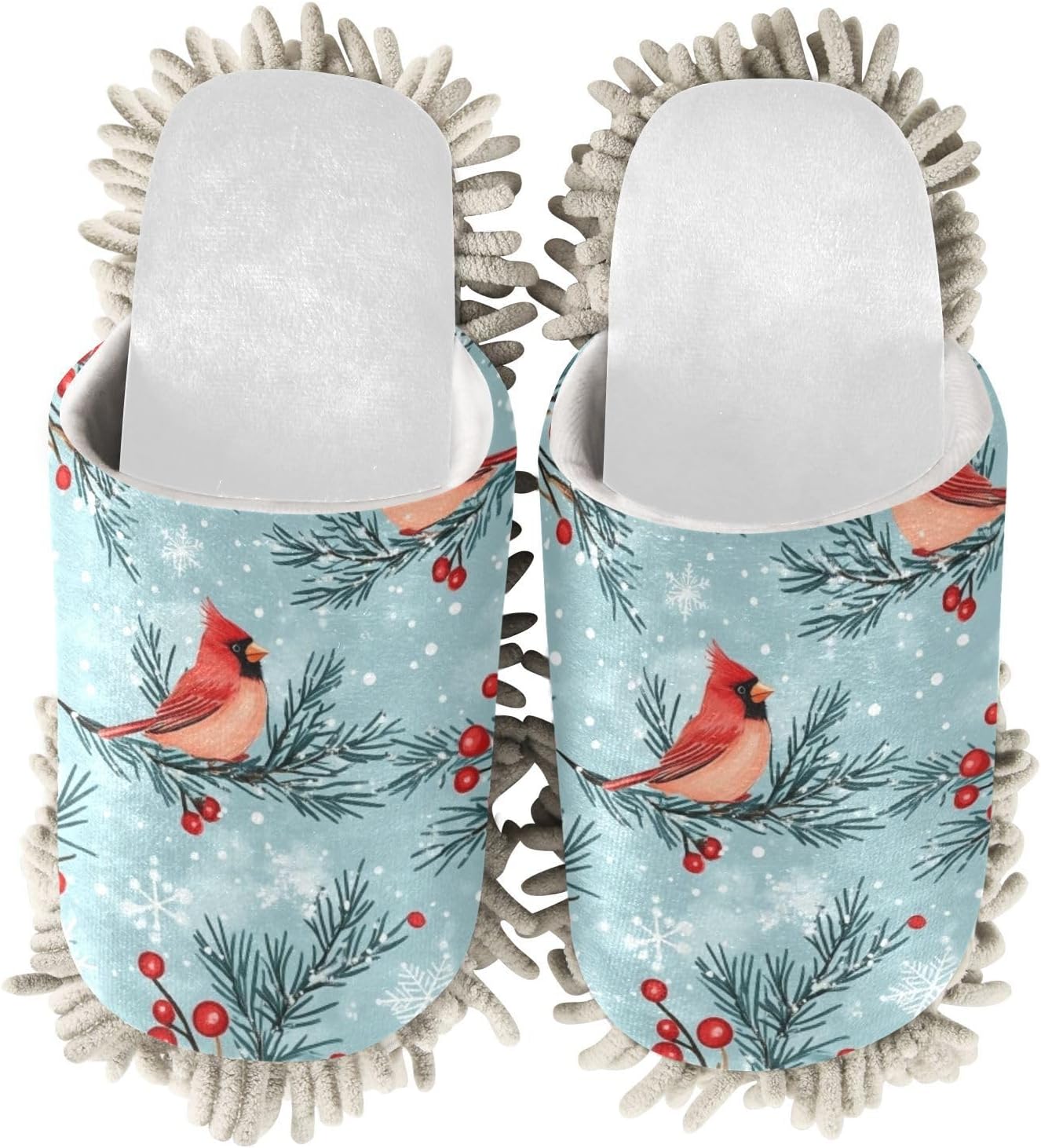 Cozy White Christmas Mop Slippers