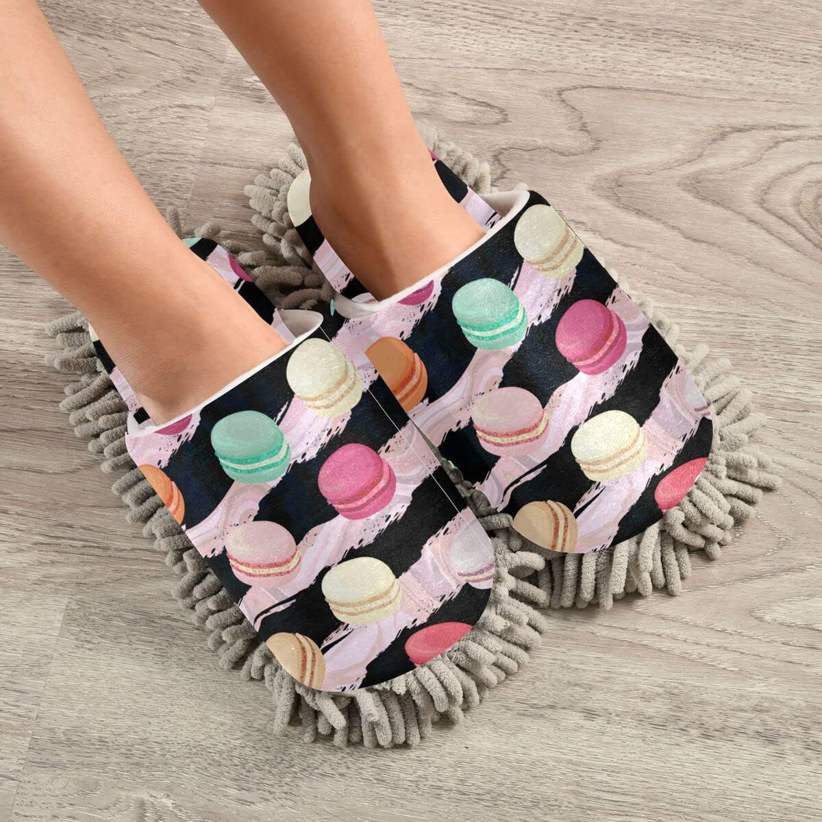 Durable Soft Macaroons Mop Slippers for Easy Floor Cleaning