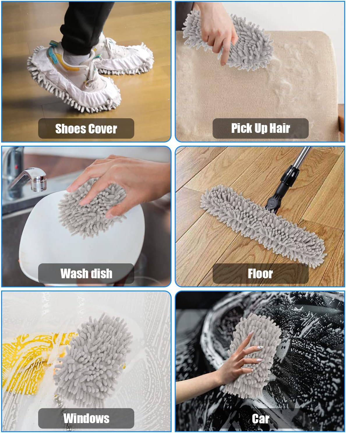 WellMall 8-Piece Mop Slippers for Women Men