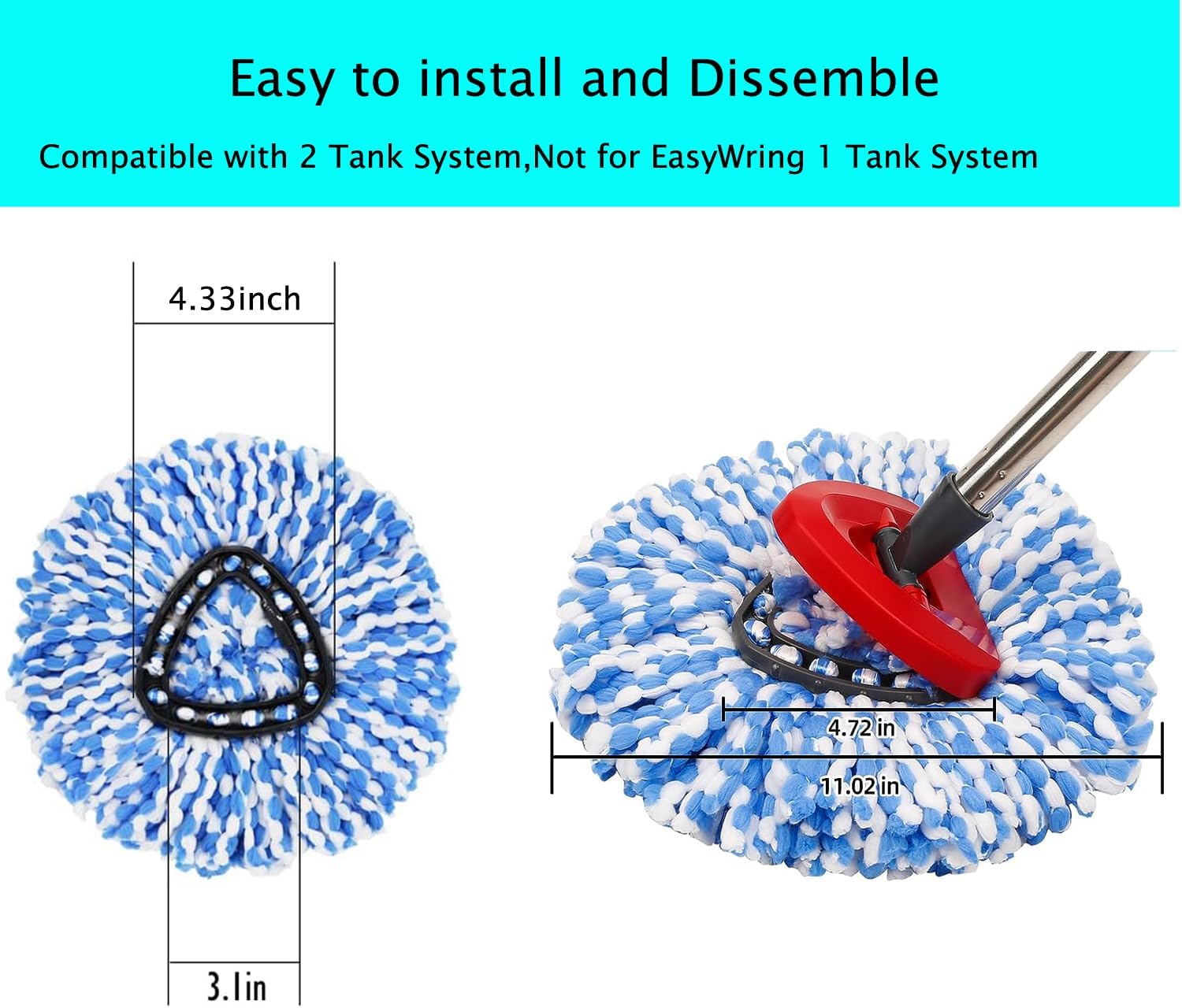 Microfiber Mop Refill for Ocedar RinseClean 2-Tank System