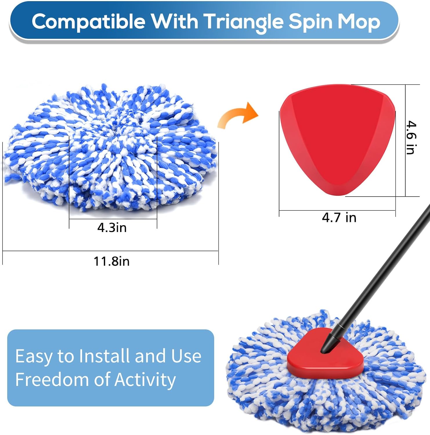 RinseClean Spin Mop Replacement Head 4-Pack
