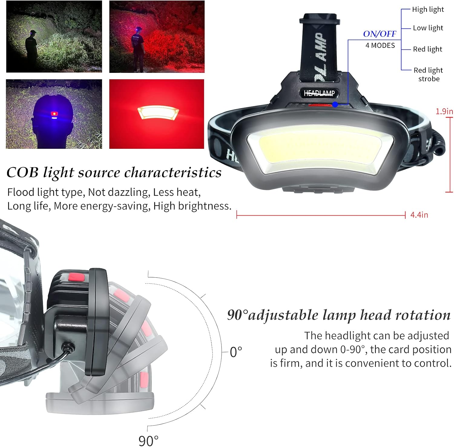 DARKBEAM Rechargeable 2000 Lumen LED Headlamp with 6-10 Hour Battery Life
