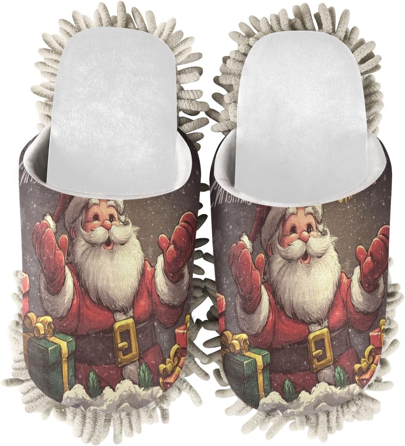 Santa Mop Slippers for a Tidy Home