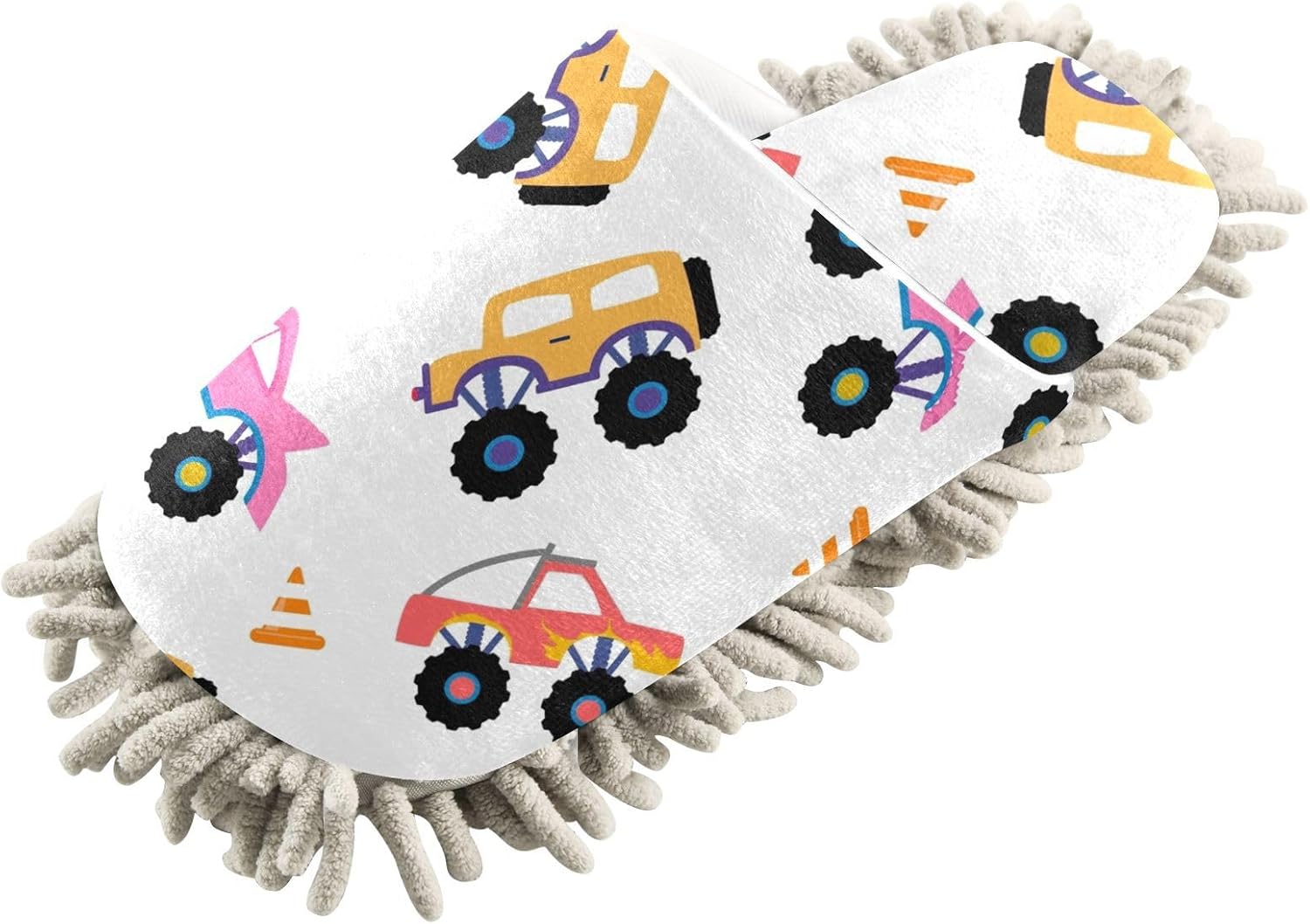 Kigai Microfiber Slippers Cartoon Trucks forLOOR Fun