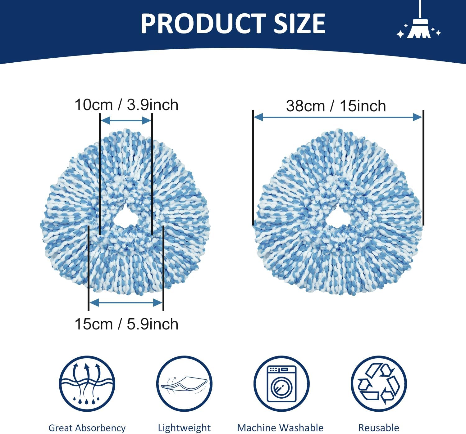 Perfect 2-Pack Mop Heads for Oceda EasyWring 1 Tank System