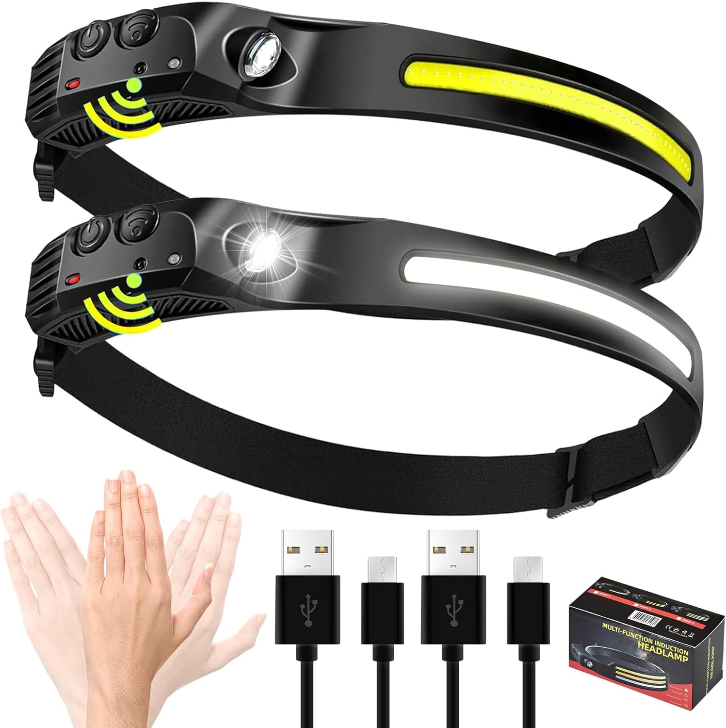 Rechargeable Forehead Headlamp 2000mAh with 230 Wide Beam