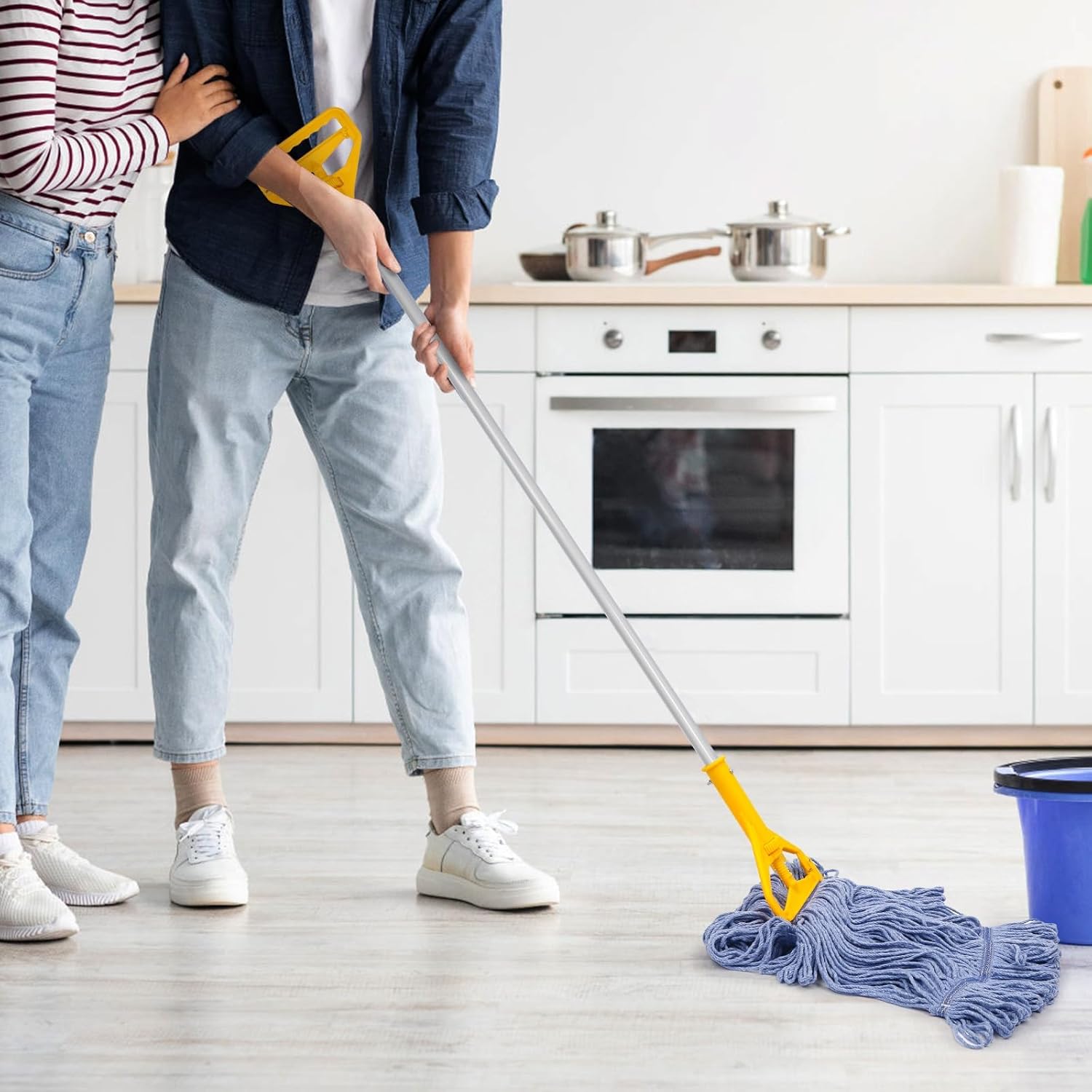 3-Piece Heavy Duty Mop Heads Blue Cotton Replacement Commercial Grade