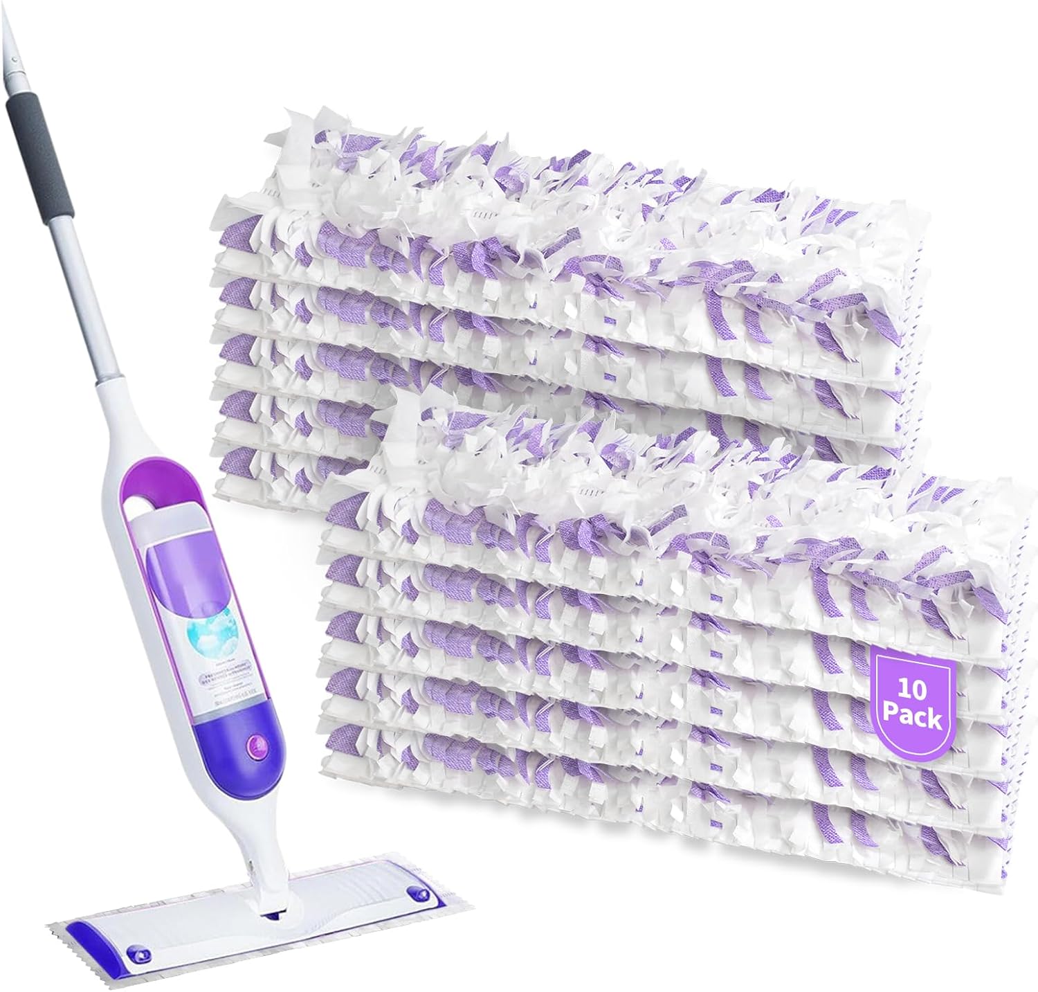 Disposable Power Mop Pads Refills 10 Pack White Purple