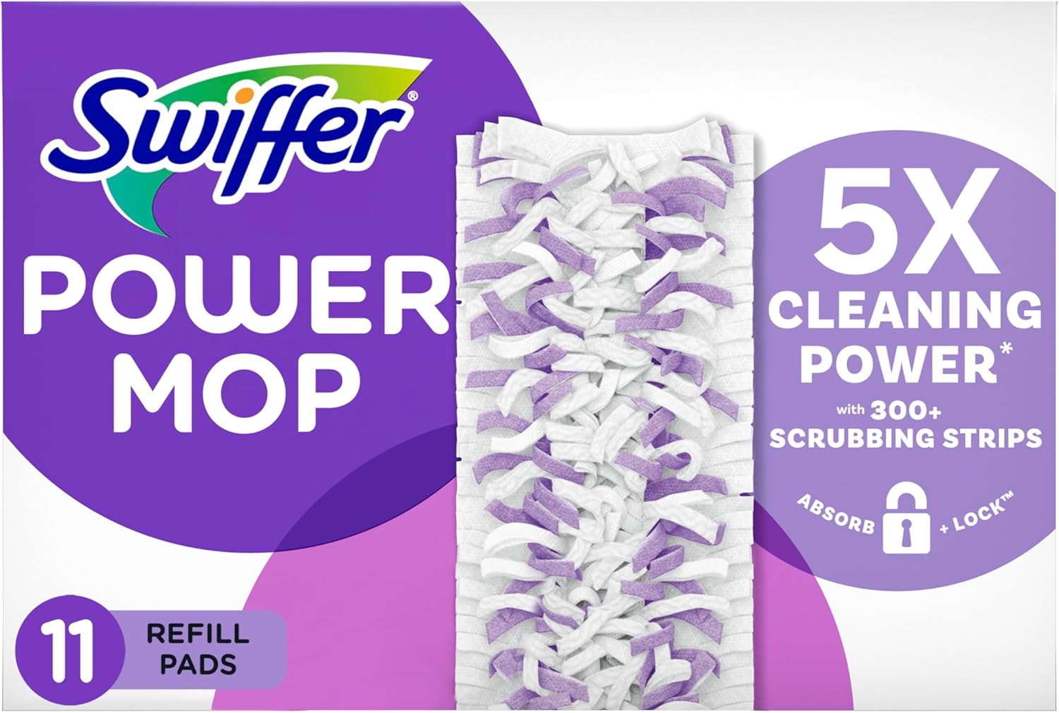 Swiffer PowerMop Multi-Surface Mopping Pad Refill 11 Count Deep Cleaning Easy Maintenance