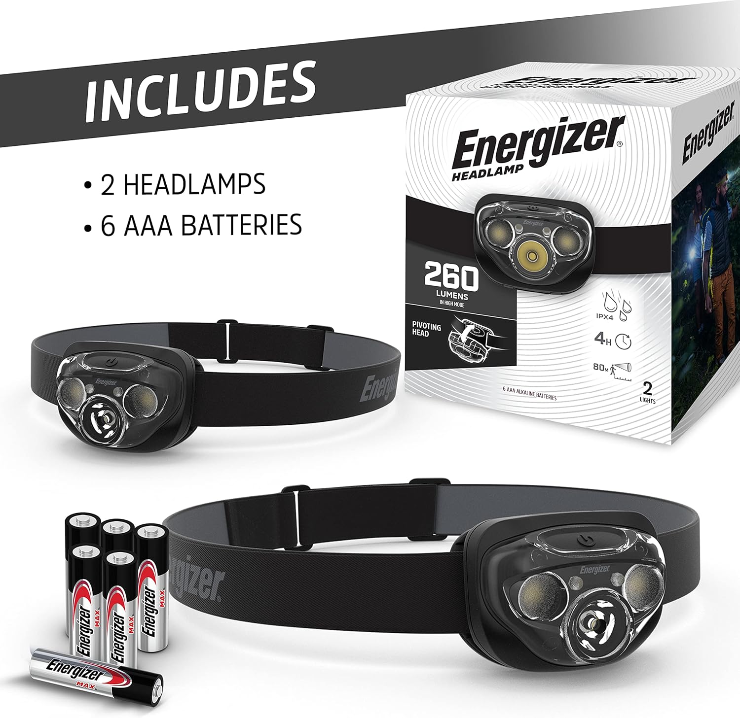 Energizer LED Headlamp PRO 2-Pack Durable Reliable for Survival Beyond