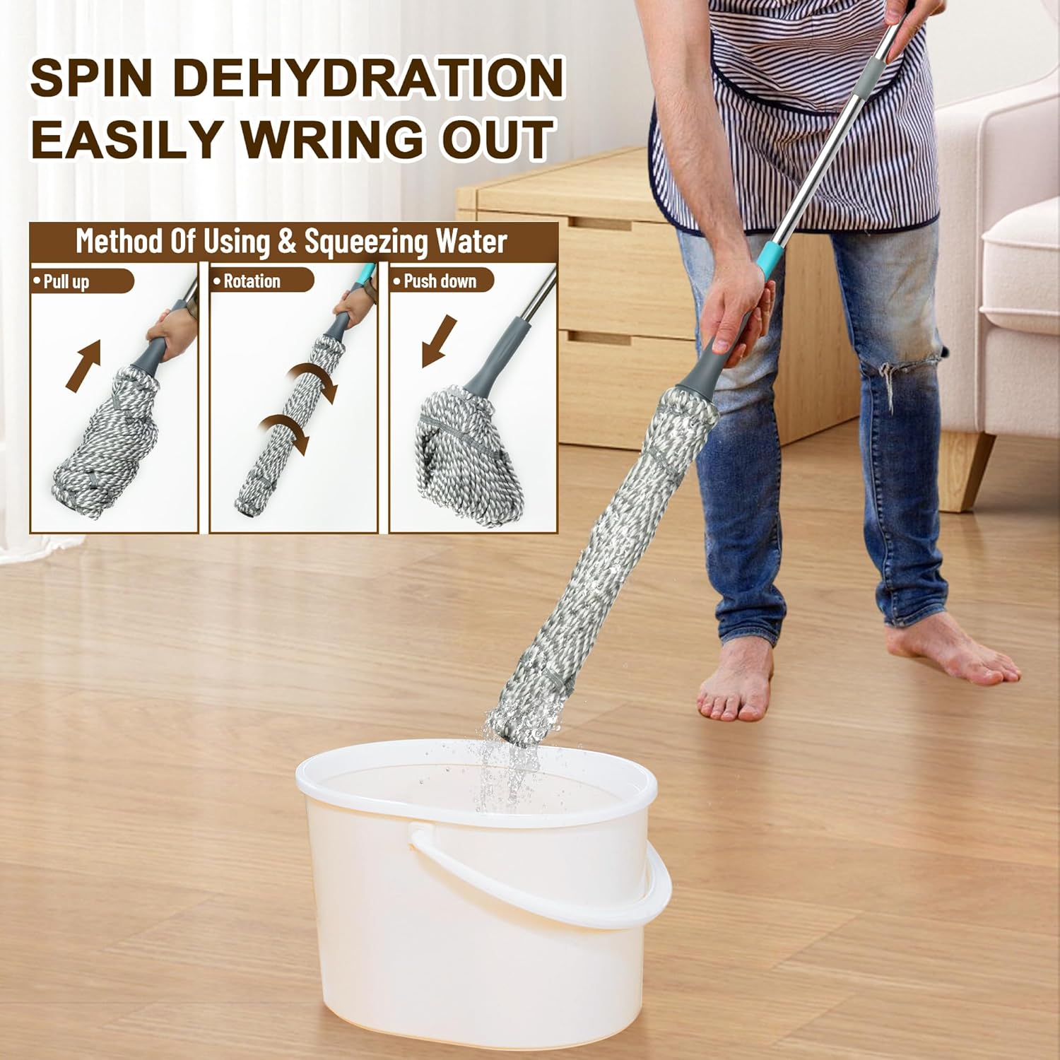 Self-Wringing Twist Mop with 525 Inch Handle