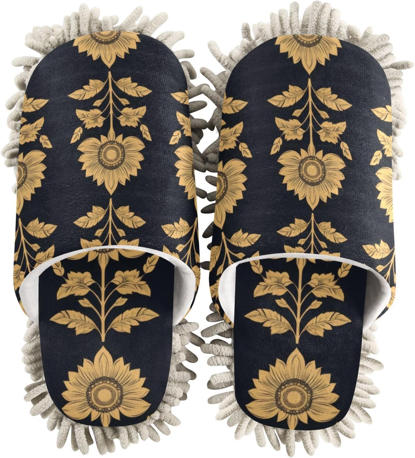 FLildon Microfiber Cleaning Slippers Mysterious Sunflower Design