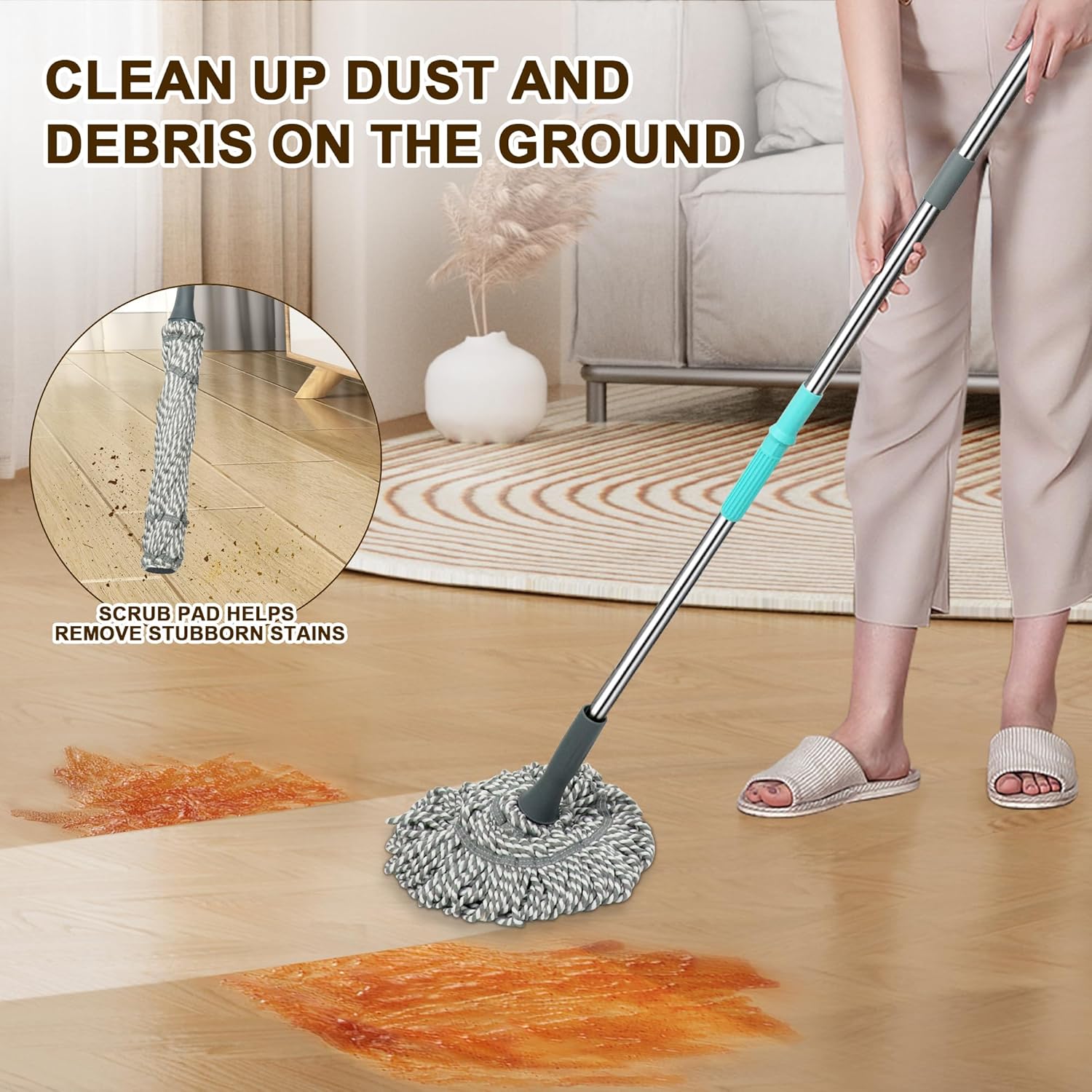 Self-Wringing Twist Mop with 525 Inch Handle