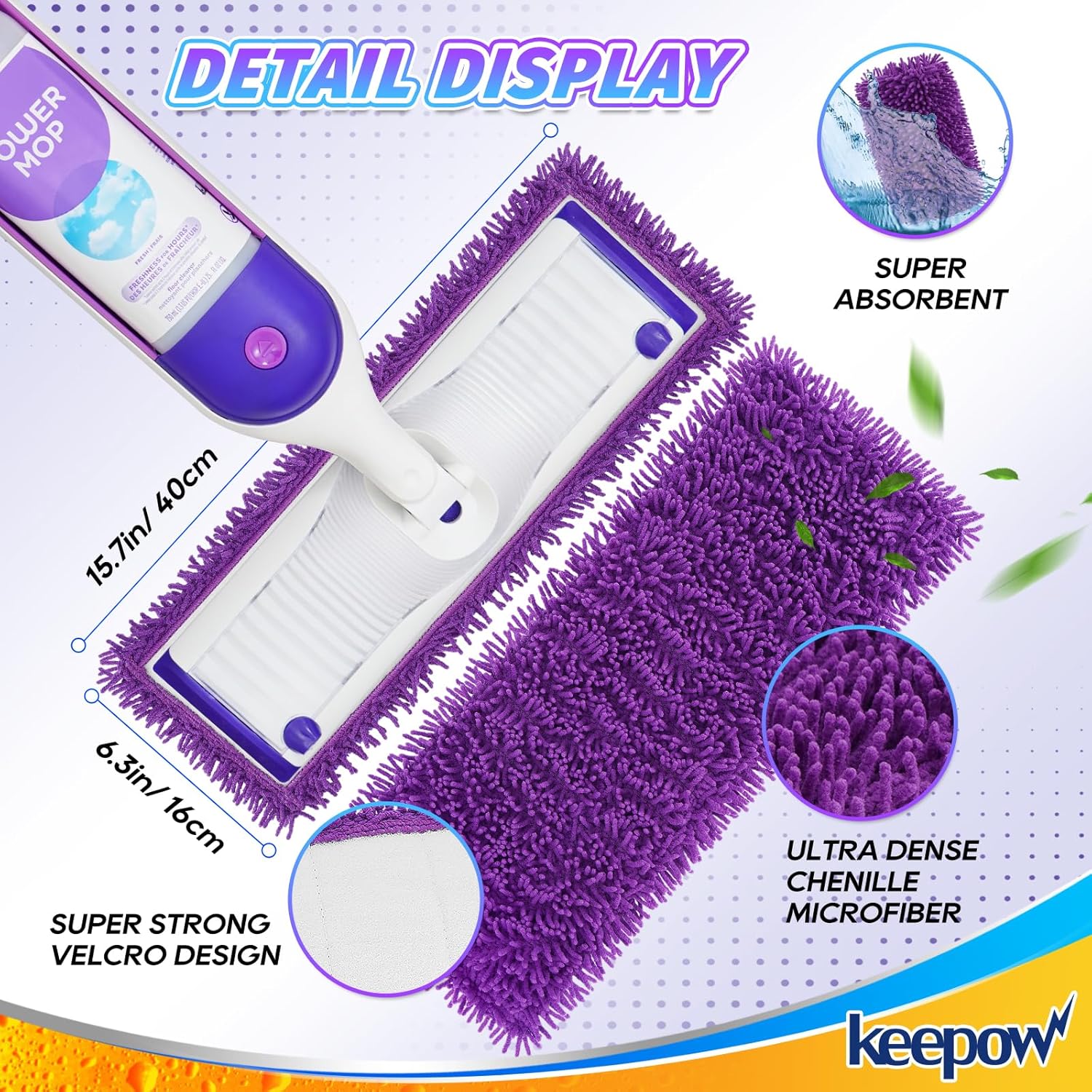 Keepow Reusable Power Mop Refill Pads