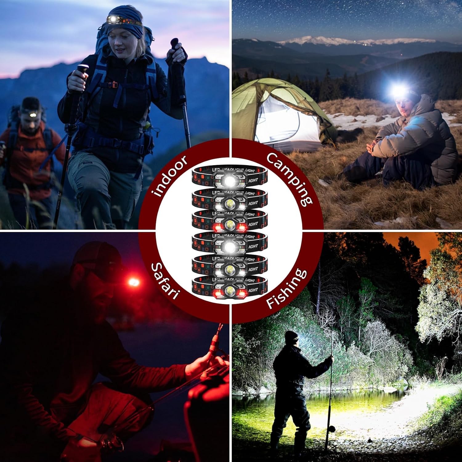 Northlet Rechargeable Headlamp 6-Pack 3000 LUMEN HEADLIGHT FOR OUTDOORS