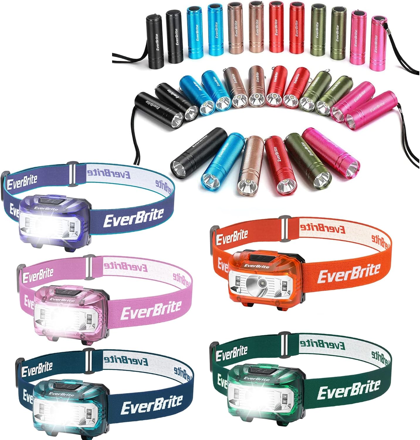 EverBrite 30-Pack Walking Stick Flashlight Set 5-Pack Headlamp
