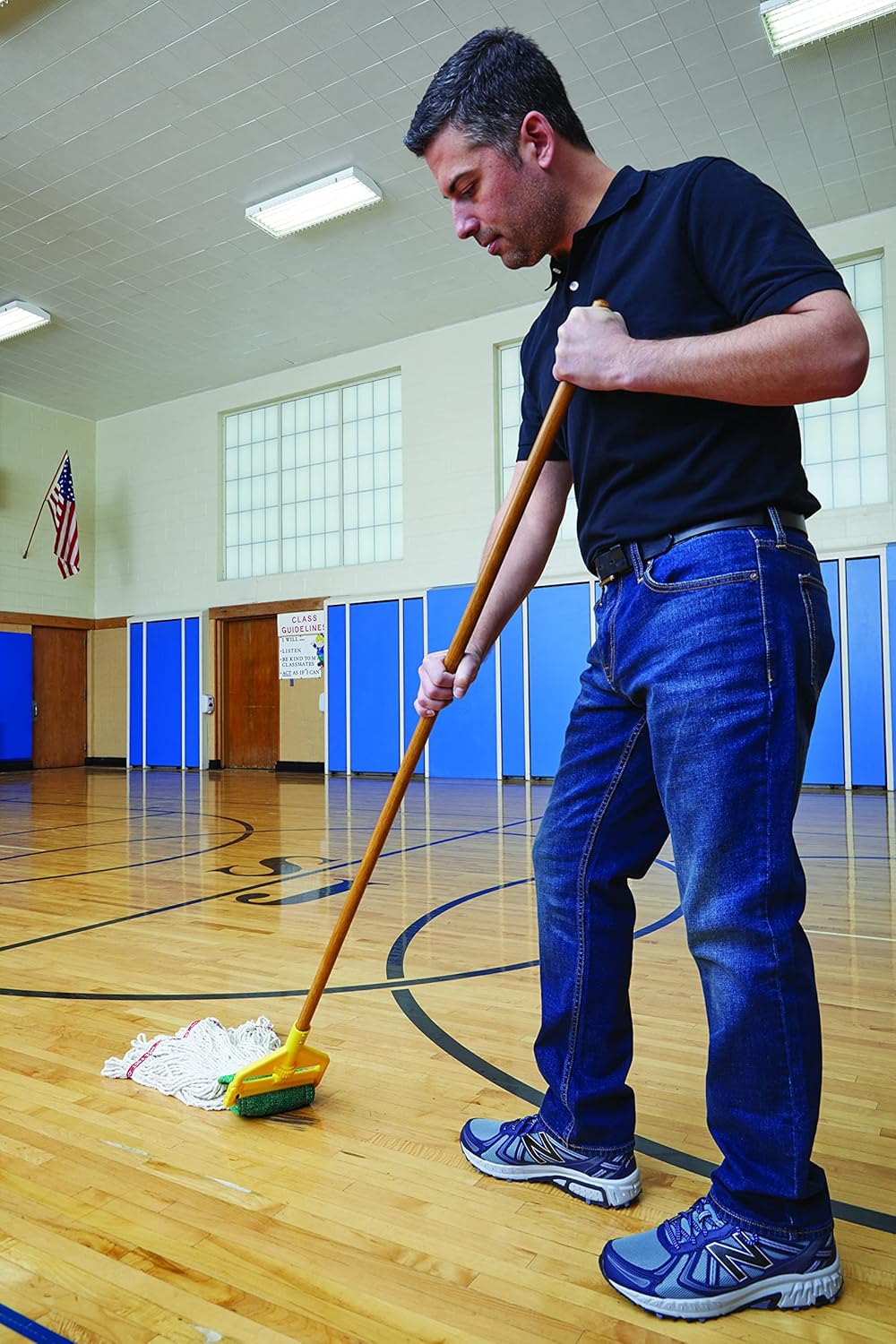 60 HardWOOD WET MOP HANDLE NATURAL SECURE DURABLE FOR COMMERCIAL USE